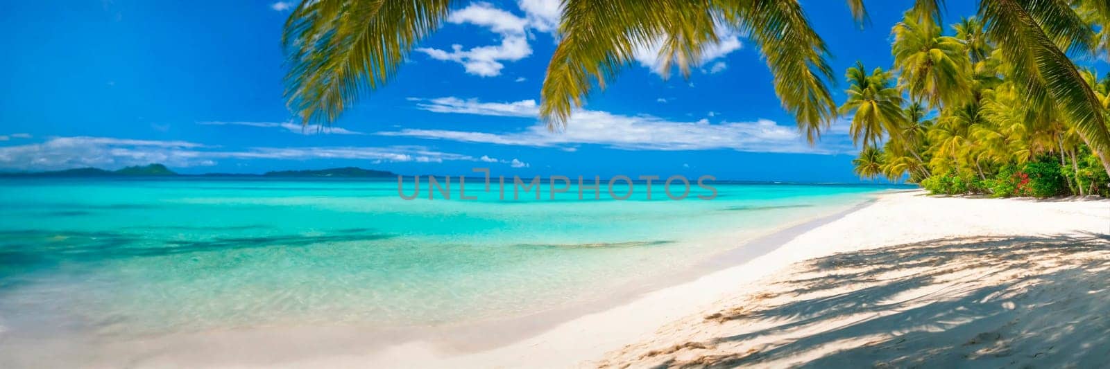 beautiful beach and palm trees. Selective focus. by yanadjana