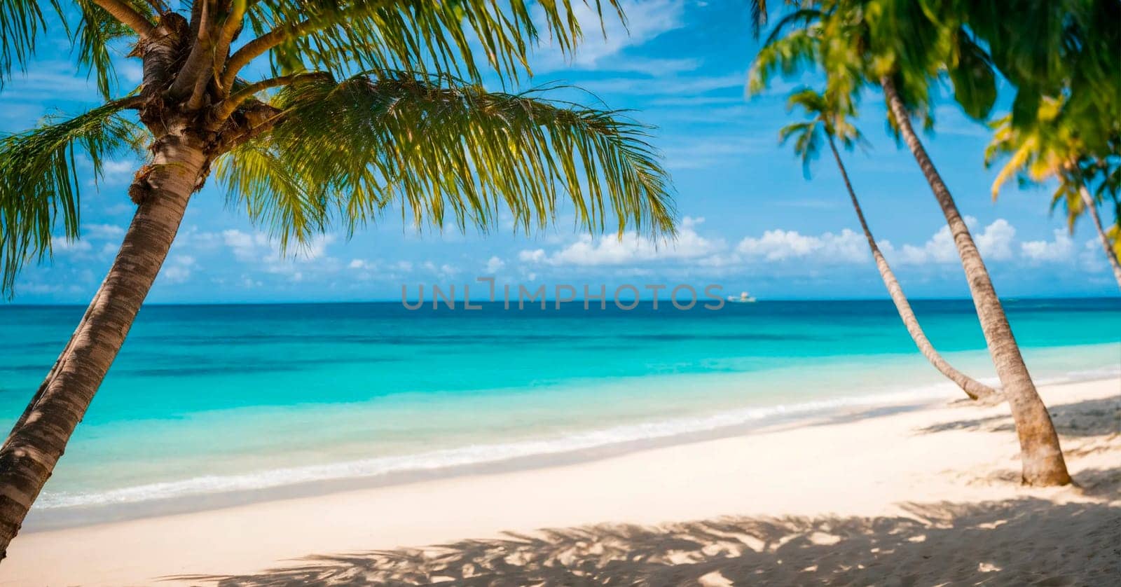 beautiful beach and palm trees. Selective focus. by yanadjana