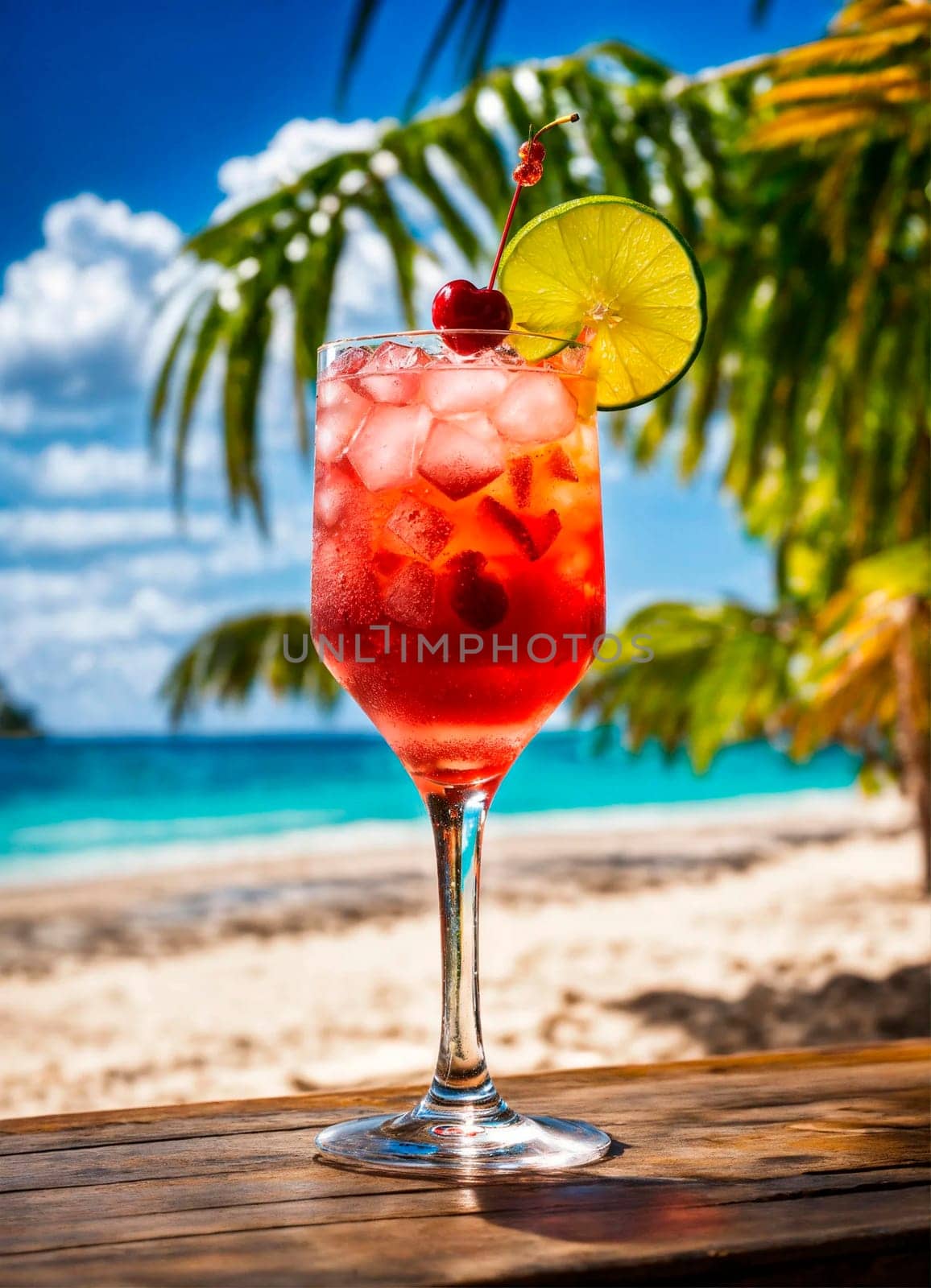 cocktails on the seashore overlooking palm trees. Selective focus. drink.