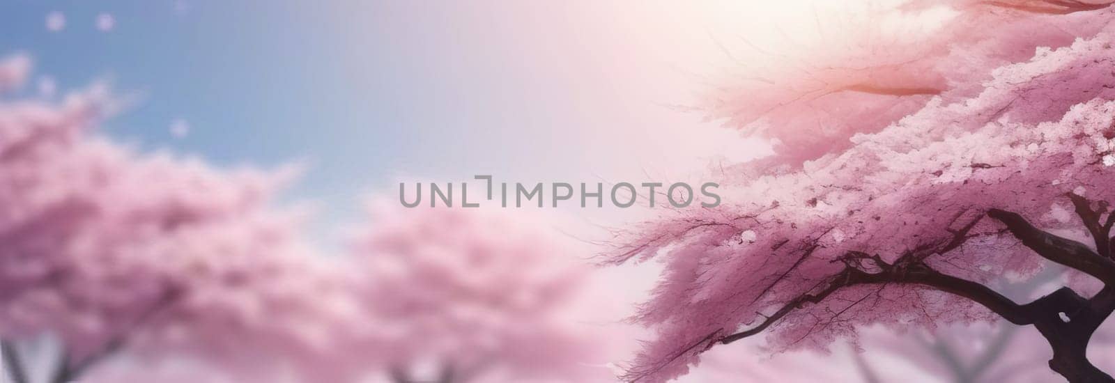 Cherry blossom flower blooming. Pink sakura flower background. Pink cherry blossom, isolated Sakura tree branch. For card, banner, invitation, social media post, poster, mobile apps, advertising. by Angelsmoon