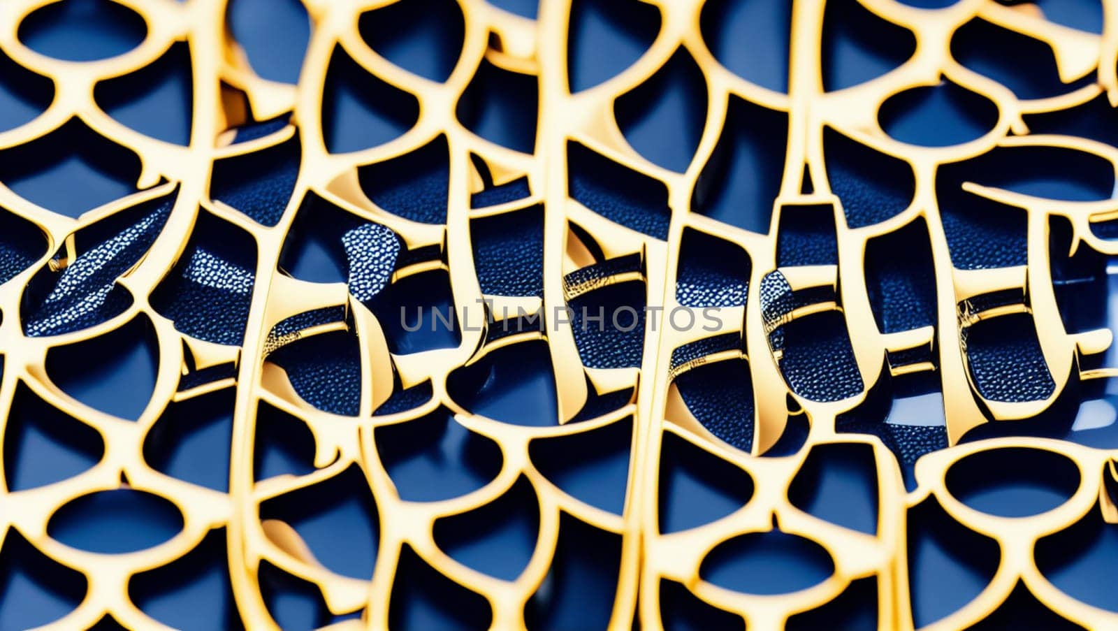 Beautiful decorative metallic background in blue and gold colors. by XabiDonostia