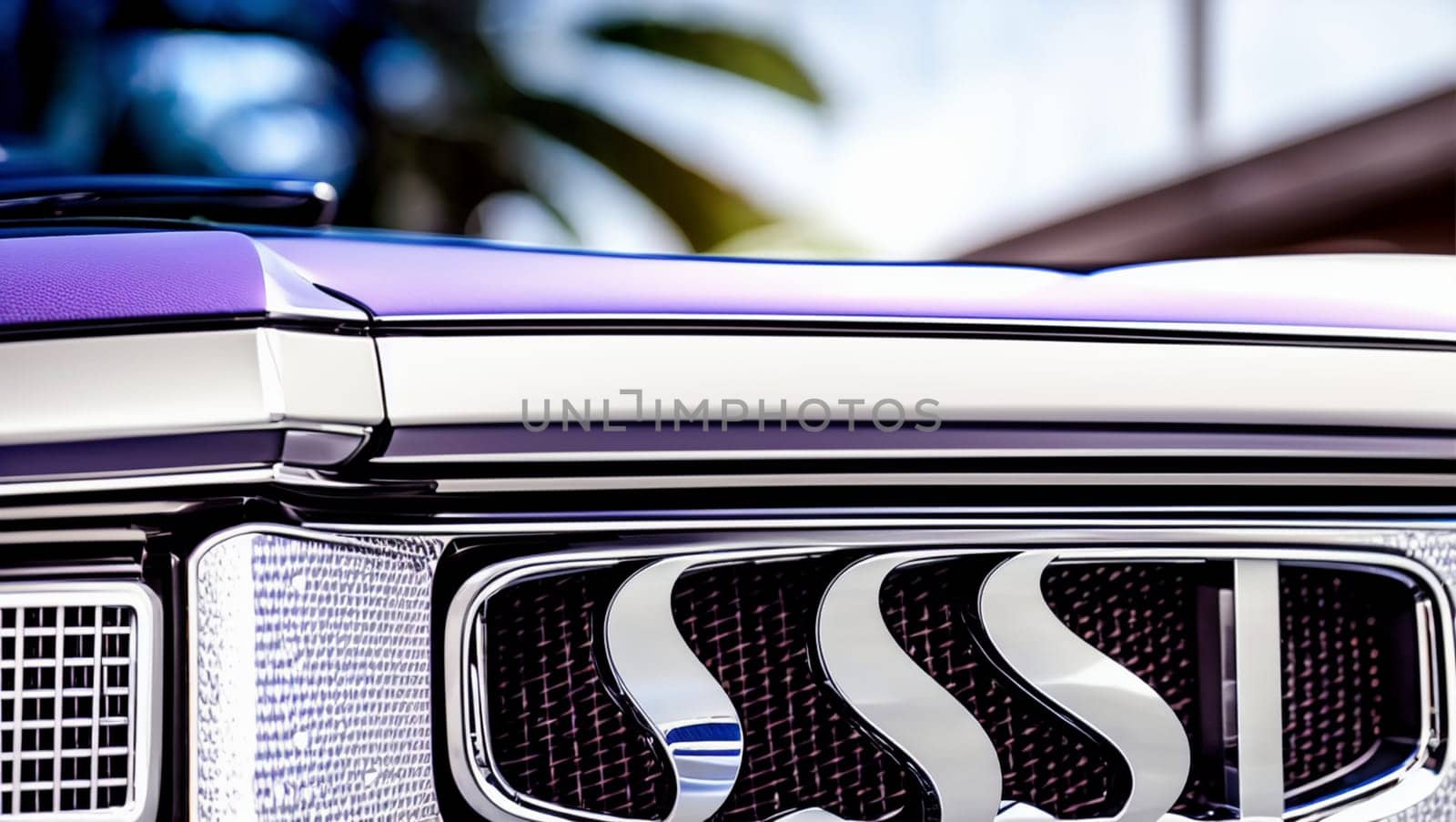 Front of a purple luxury car. by XabiDonostia