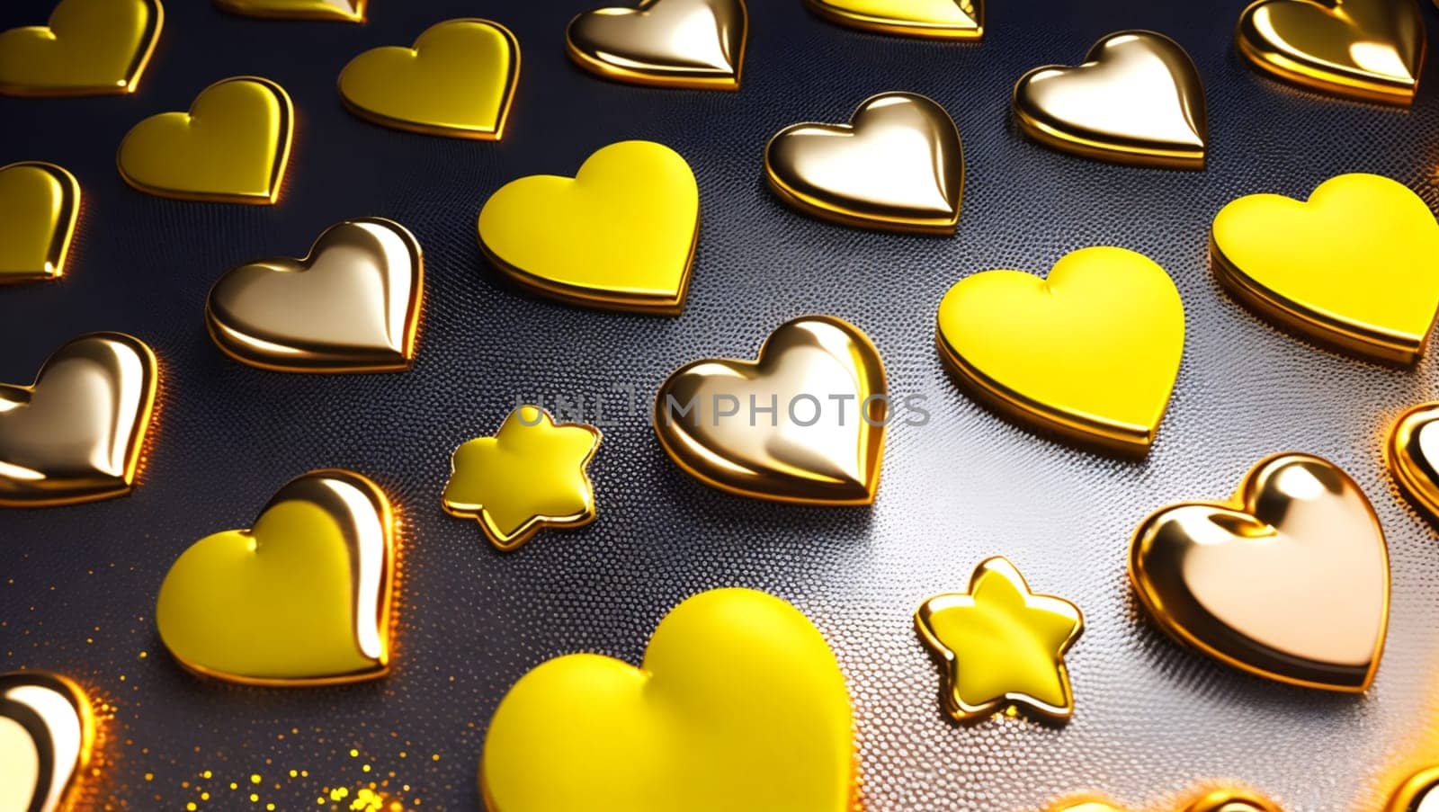 Beautiful gold-colored metallic hearts and stars. by XabiDonostia