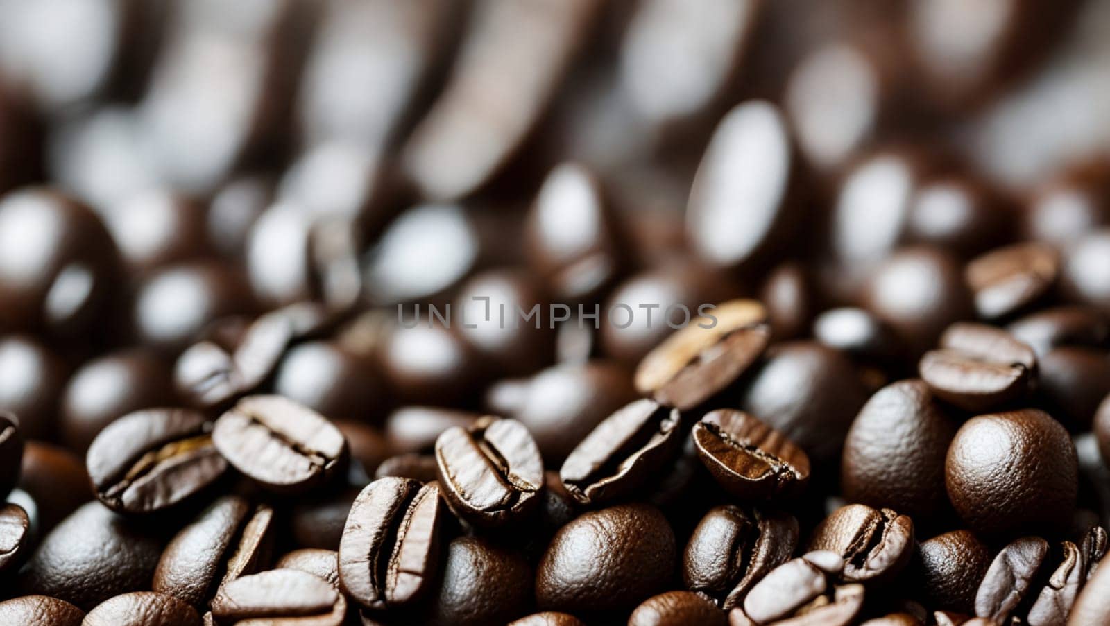 Nice background with the detail of natural roasted coffee beans. Generative AI.