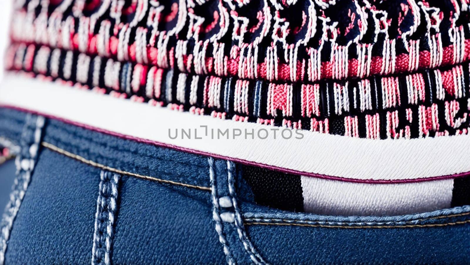 Detail of jeans with black and maroon sweater. by XabiDonostia
