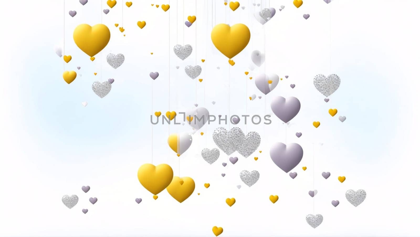 Beautiful hearts flying in gold and gray, cheerful. by XabiDonostia