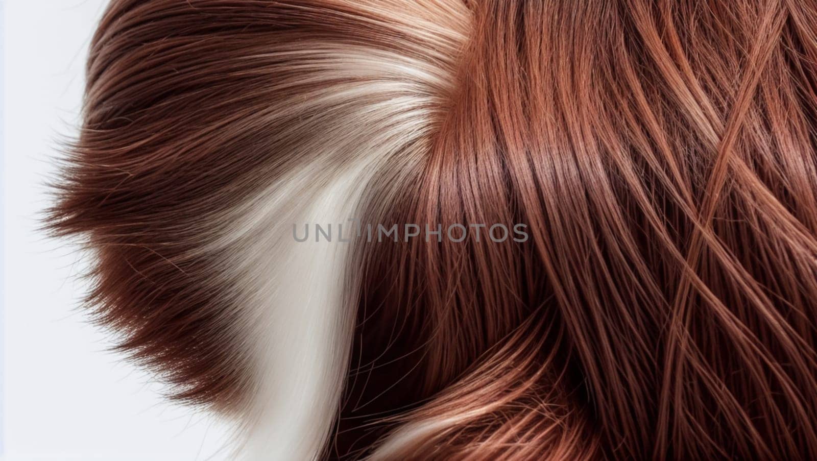 Brown hair with white highlights seen from the top of the head. by XabiDonostia