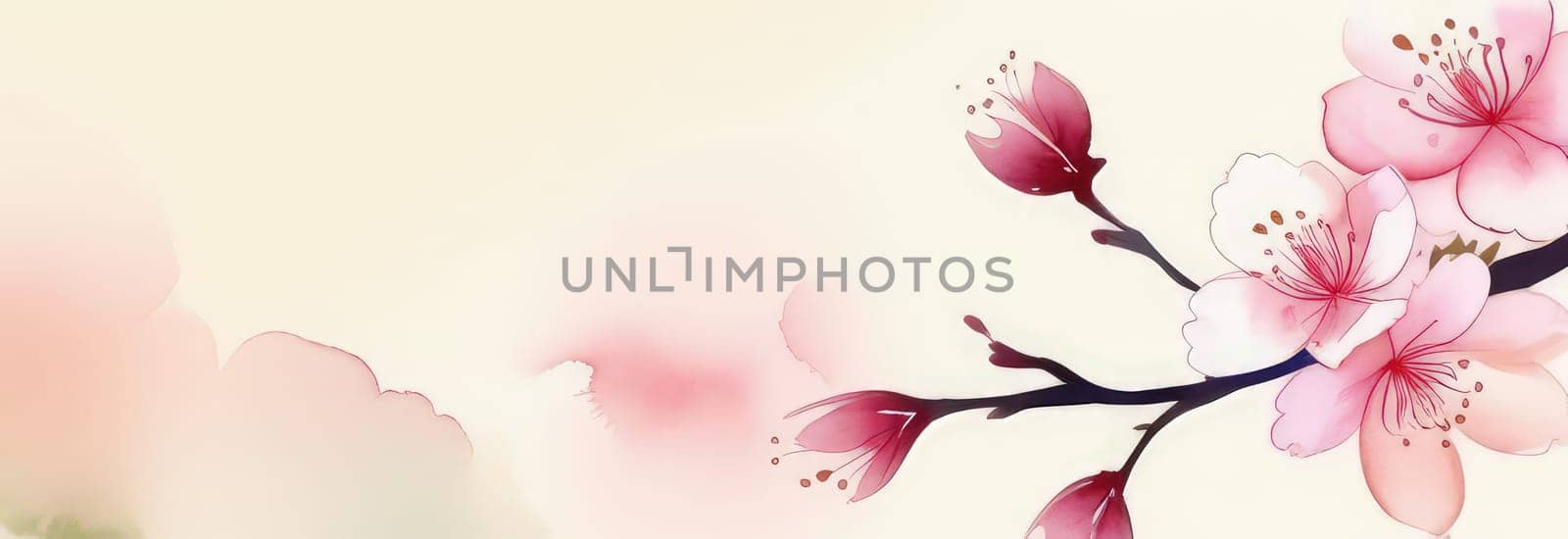 Cherry blossom flower blooming. Pink sakura flower background. Pink cherry blossom, isolated Sakura tree branch. For card, banner, invitation, social media post, poster, mobile apps, advertising