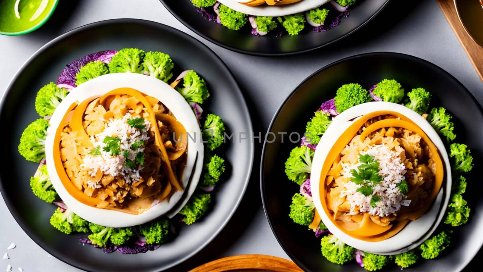 Prepared vegetable and pasta dishes. by XabiDonostia