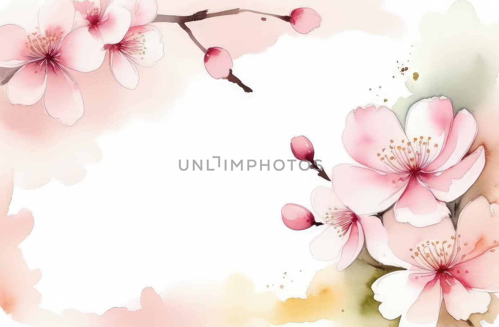Cherry blossom flower blooming. Pink sakura flower background. Pink cherry blossom, isolated Sakura tree branch. For card, banner, invitation, social media post, poster, mobile apps, advertising