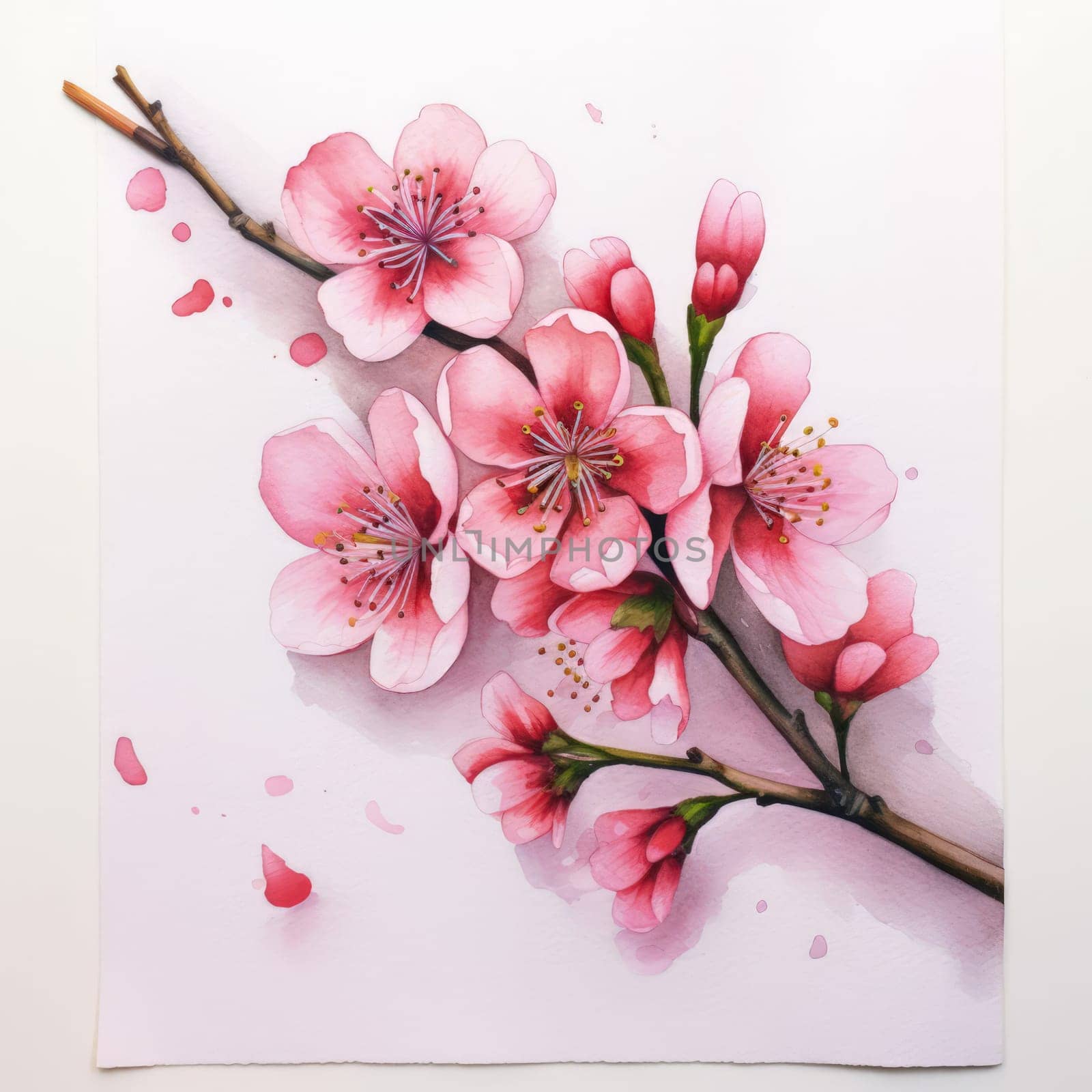 Cherry blossom flower blooming. Pink sakura flower background. Pink cherry blossom, isolated Sakura tree branch. For card, banner, invitation, social media post, poster, mobile apps, advertising