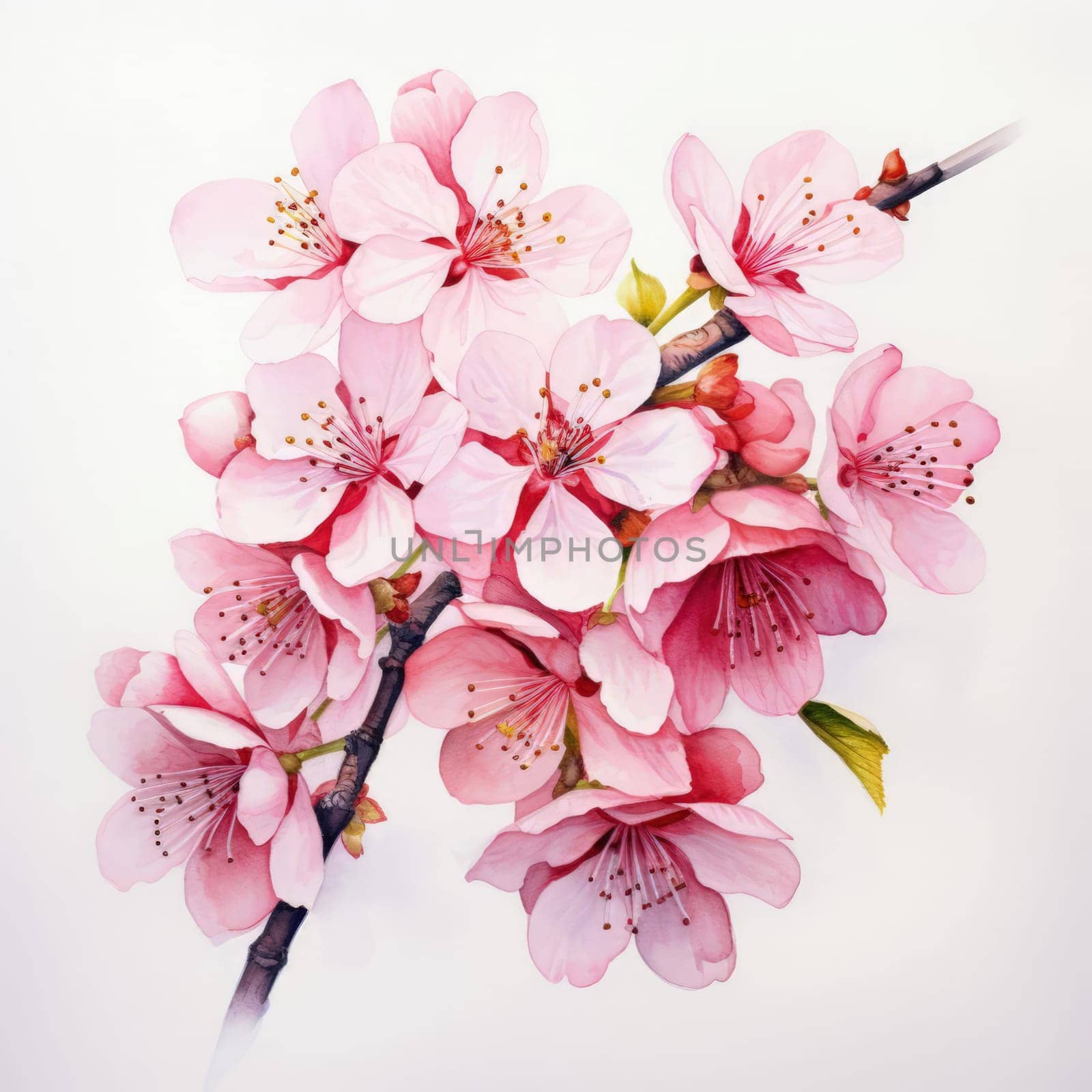 Cherry blossom flower blooming. Pink sakura flower background. Pink cherry blossom, isolated Sakura tree branch. For card, banner, invitation, social media post, poster, mobile apps, advertising
