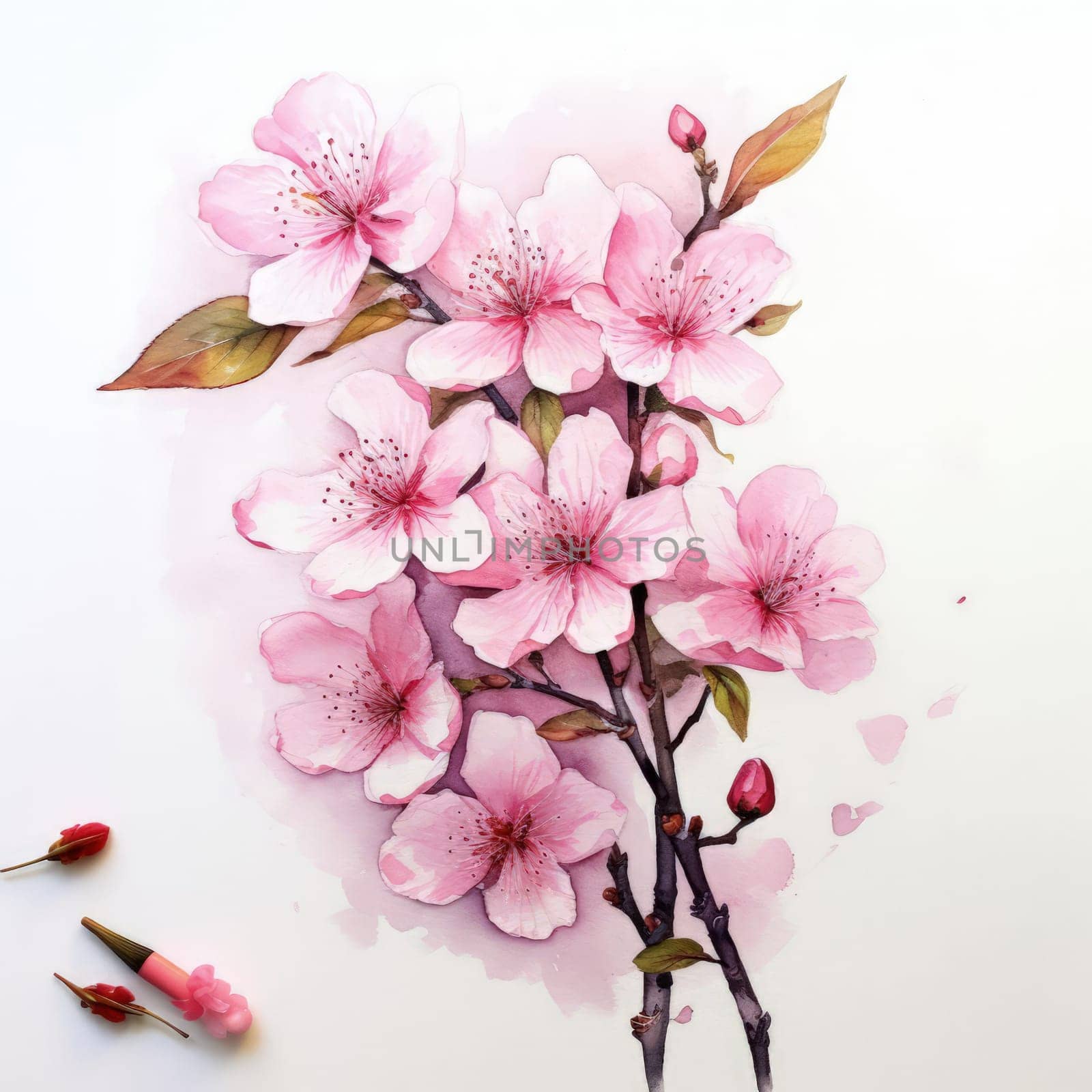 Cherry blossom flower blooming. Pink sakura flower background. Pink cherry blossom, isolated Sakura tree branch. For card, banner, invitation, social media post, poster, mobile apps, advertising