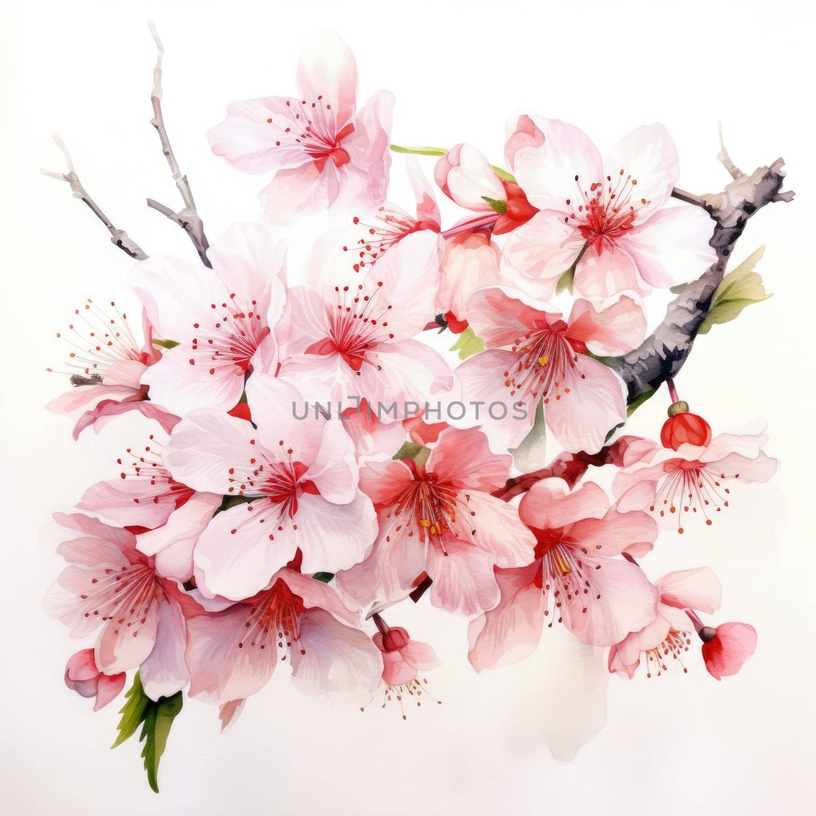 Cherry blossom flower blooming. Pink sakura flower background. Pink cherry blossom, isolated Sakura tree branch. For card, banner, invitation, social media post, poster, mobile apps, advertising