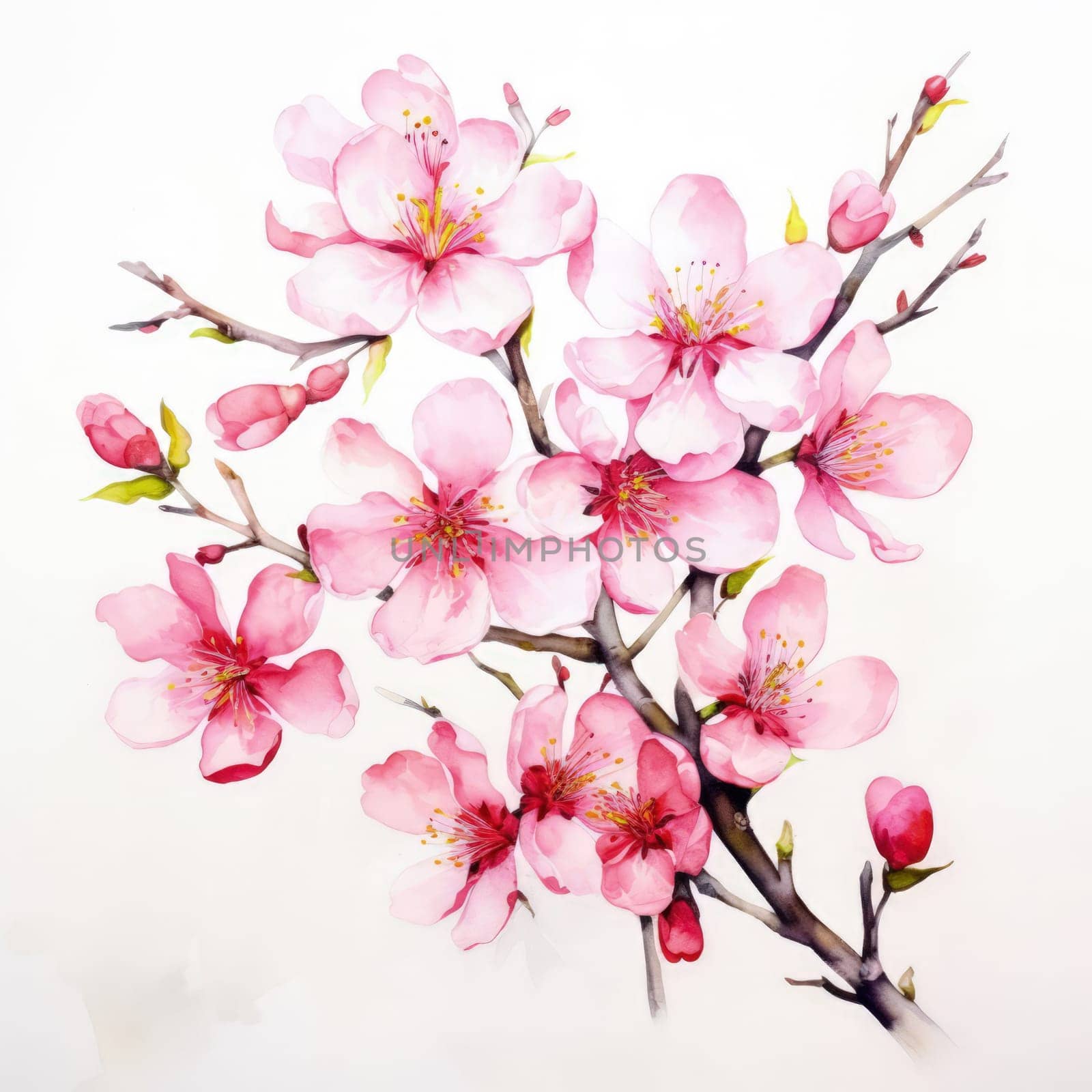 Cherry blossom flower blooming. Pink sakura flower background. Pink cherry blossom, isolated Sakura tree branch. For card, banner, invitation, social media post, poster, mobile apps, advertising