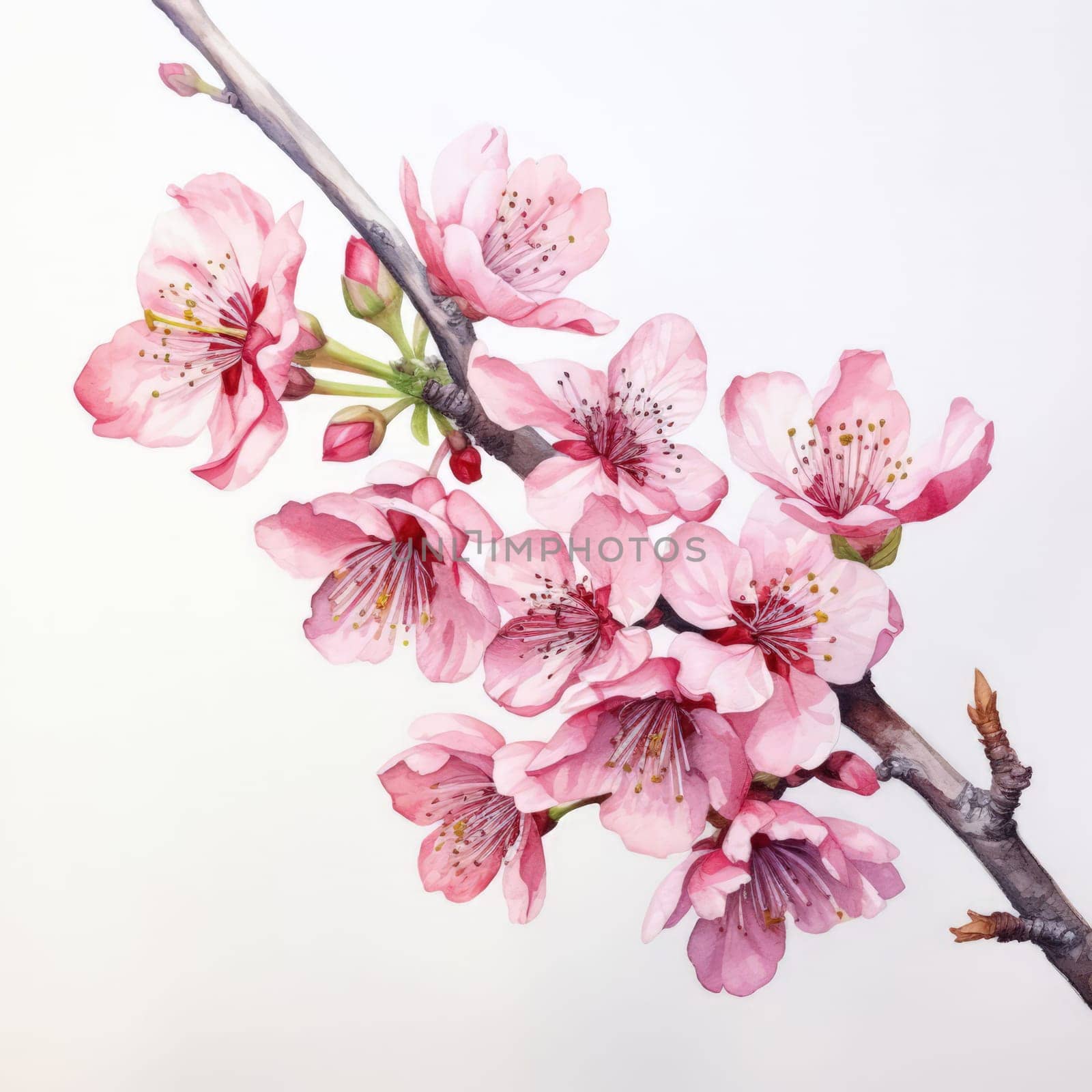 Cherry blossom flower blooming. Pink sakura flower background. Pink cherry blossom, isolated Sakura tree branch. For card, banner, invitation, social media post, poster, mobile apps, advertising