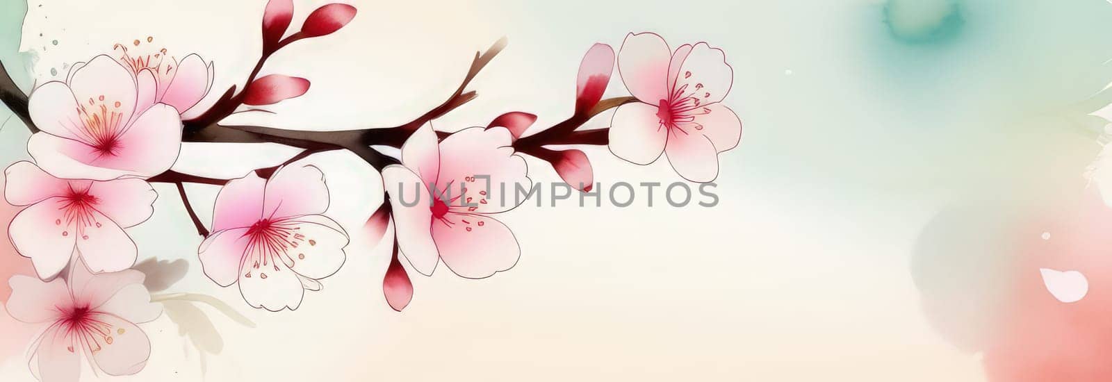 Cherry blossom flower blooming. Pink sakura flower background. Pink cherry blossom, isolated Sakura tree branch. For card, banner, invitation, social media post, poster, mobile apps, advertising