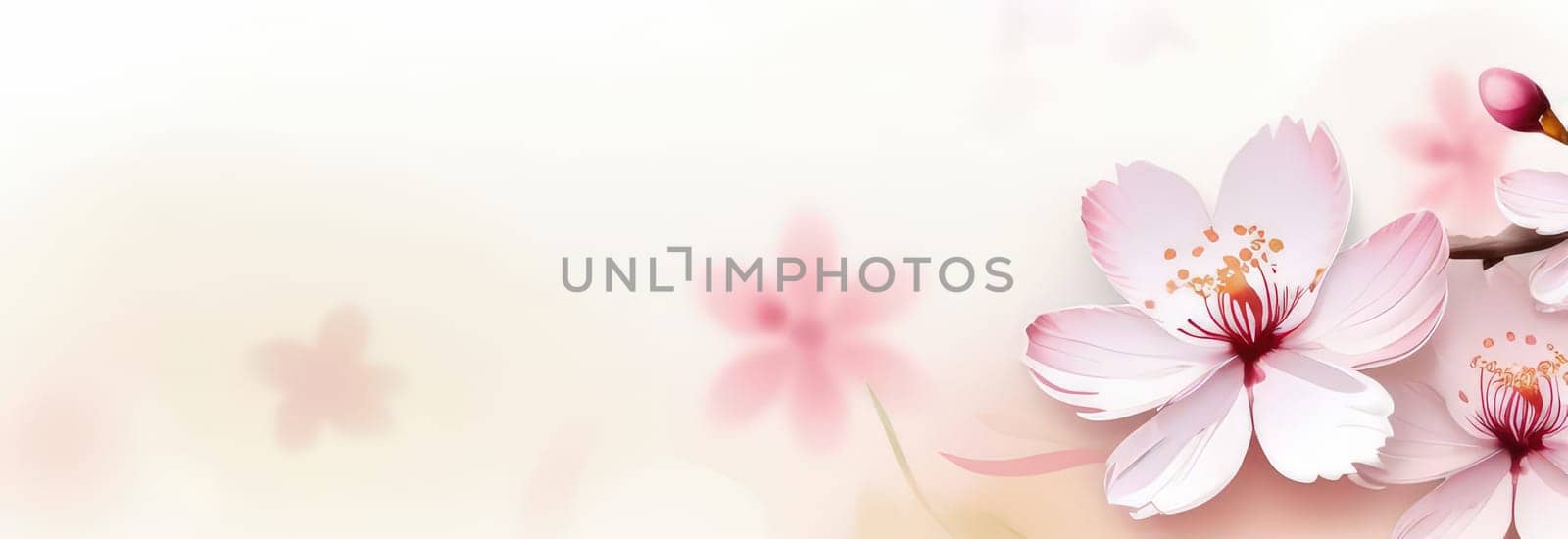 Cherry blossom flower blooming. Pink sakura flower background. Pink cherry blossom, isolated Sakura tree branch. For card, banner, invitation, social media post, poster, mobile apps, advertising