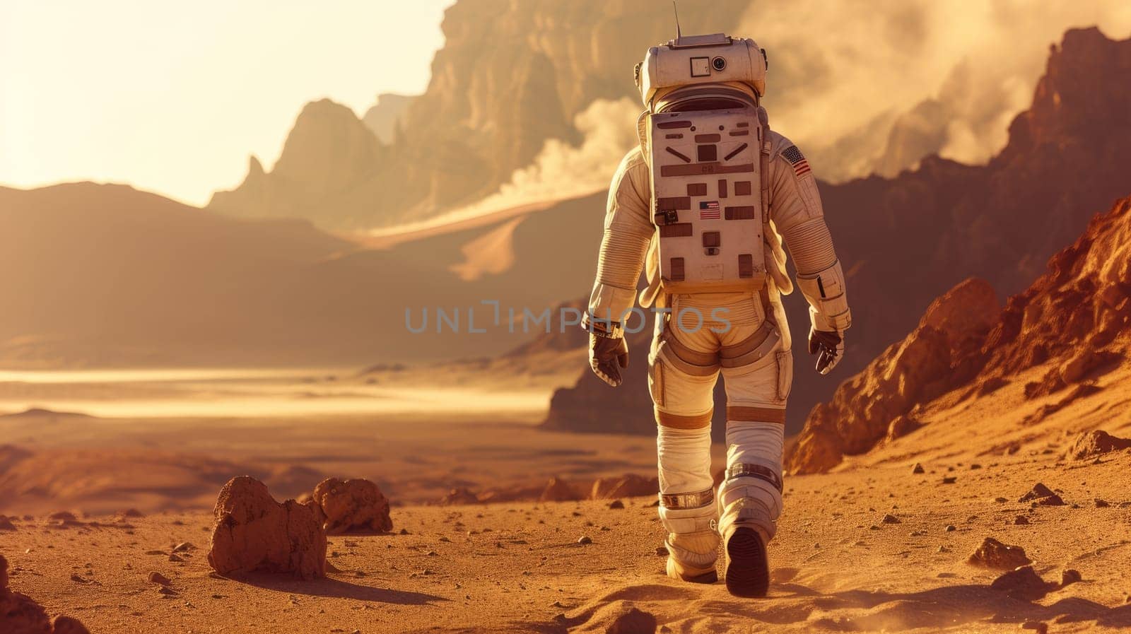 An astronaut in a space suit exploring a distant planet's surface. Resplendent. by biancoblue