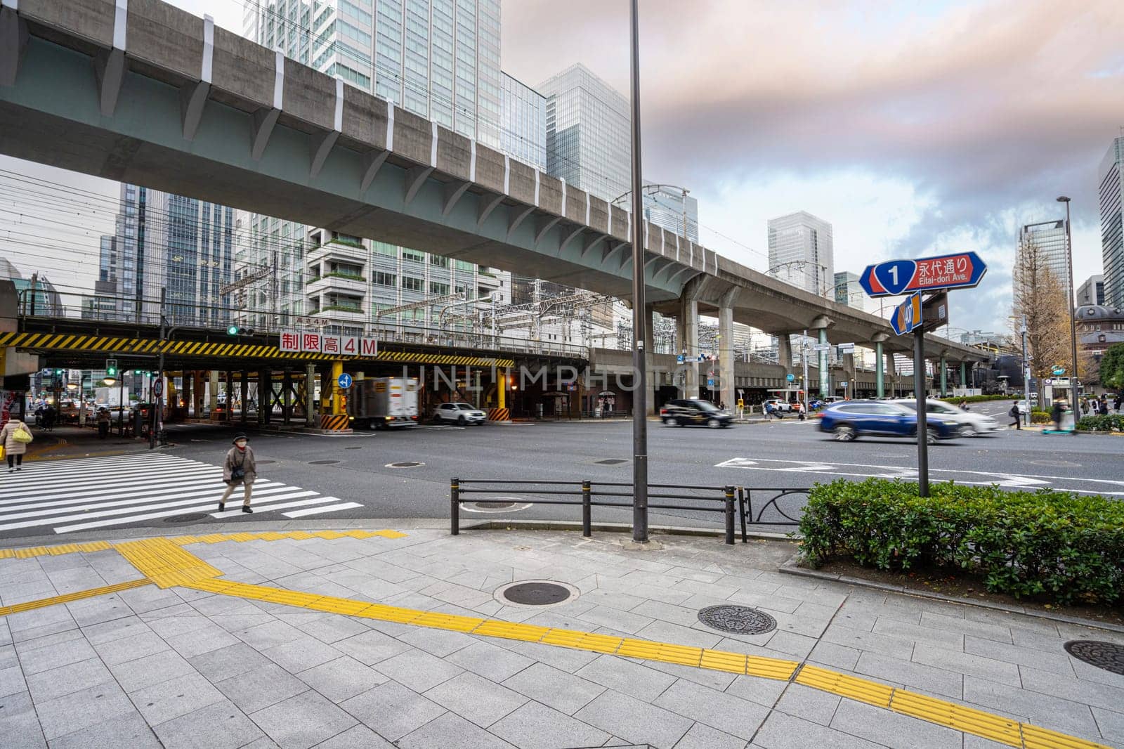 Tokyo, Japan. January 8, 2024. The railway and road viaducts in the city center