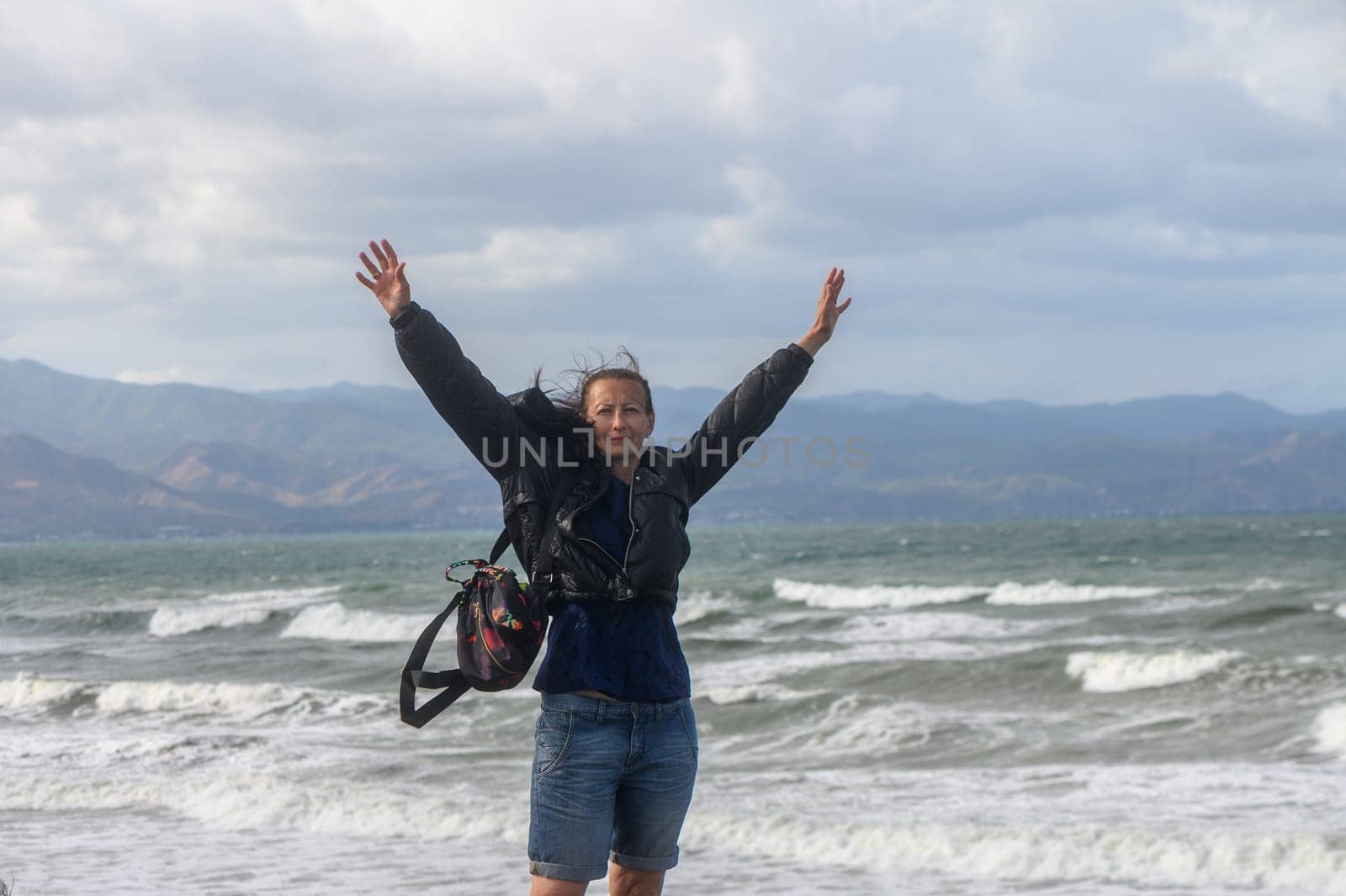 portrait of a woman enjoying her holiday on the Mediterranean Sea in Cyprus