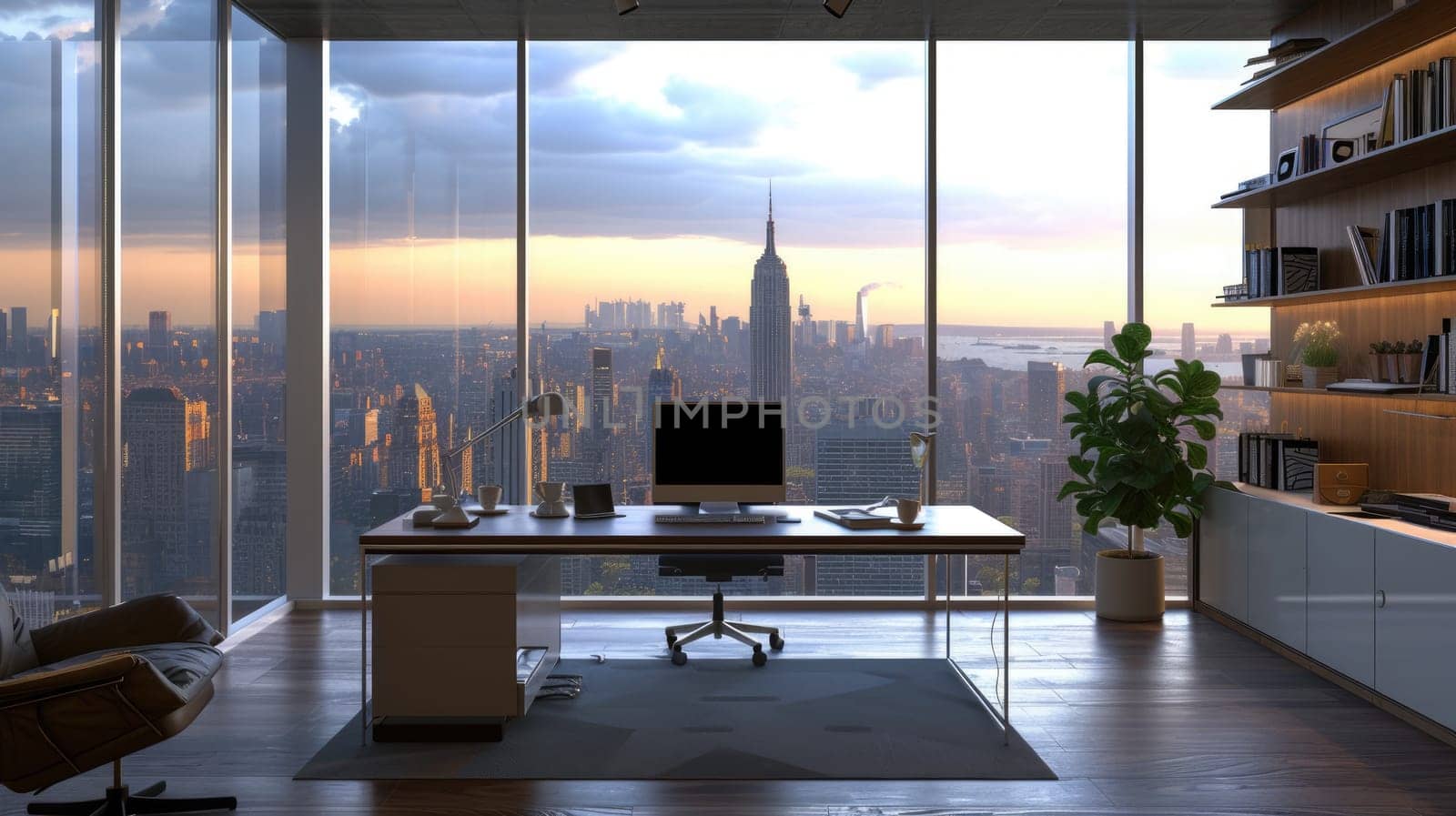 Luxurious Home Office with Cityscape View. Resplendent. by biancoblue