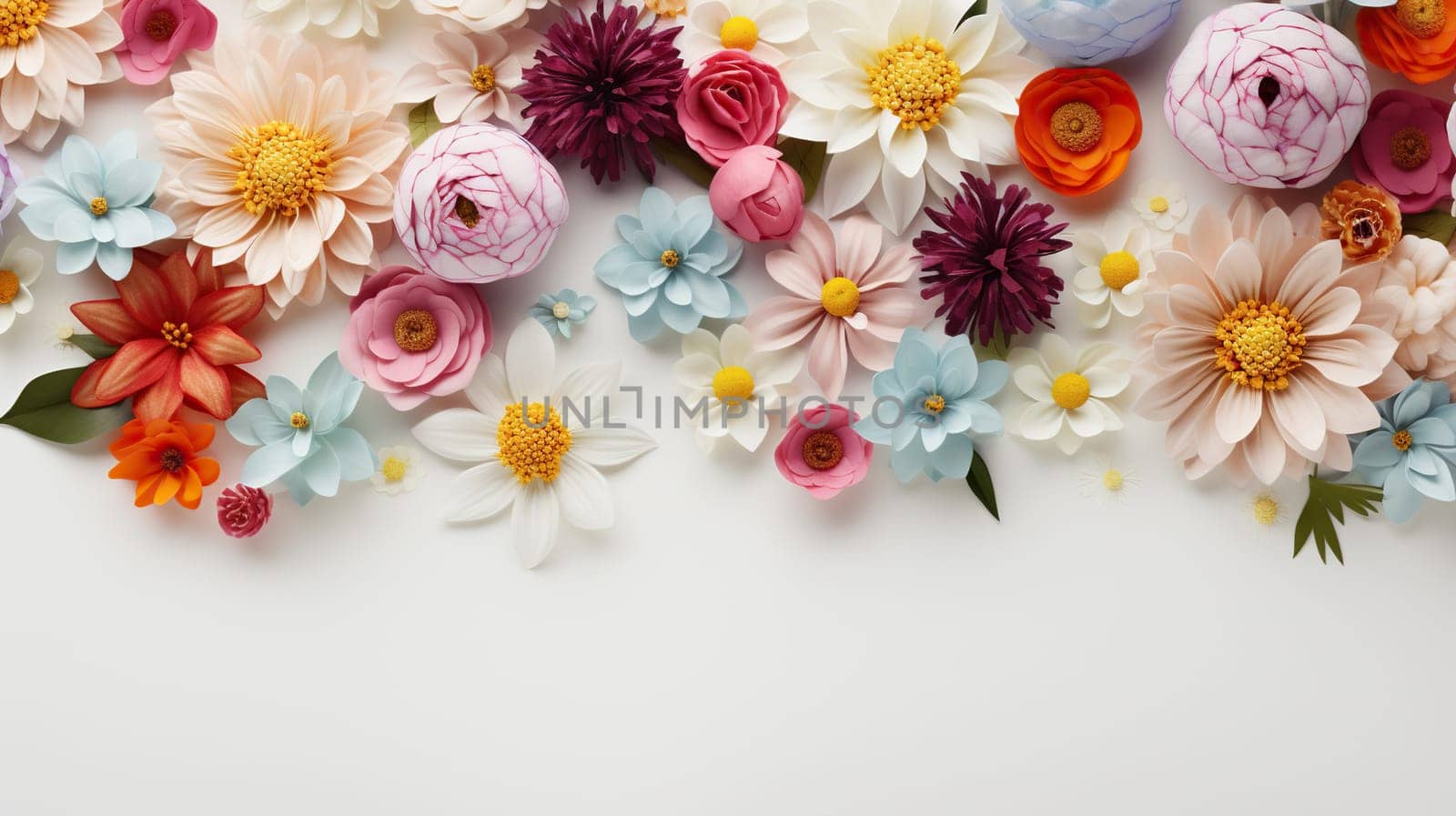 White spring, summer background with flower buds on top.