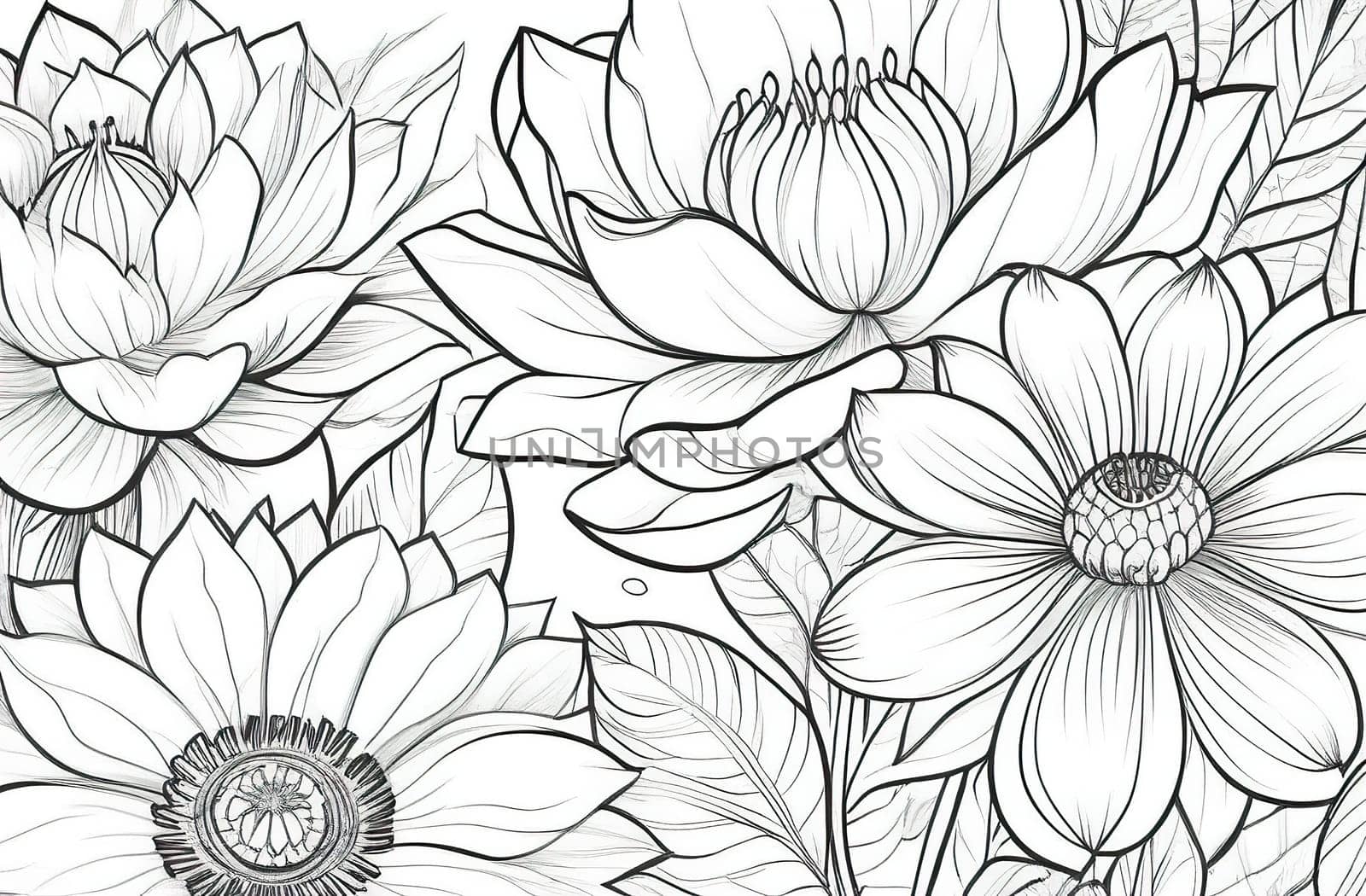 Close up detail shot of black and white floral pattern by Proxima13