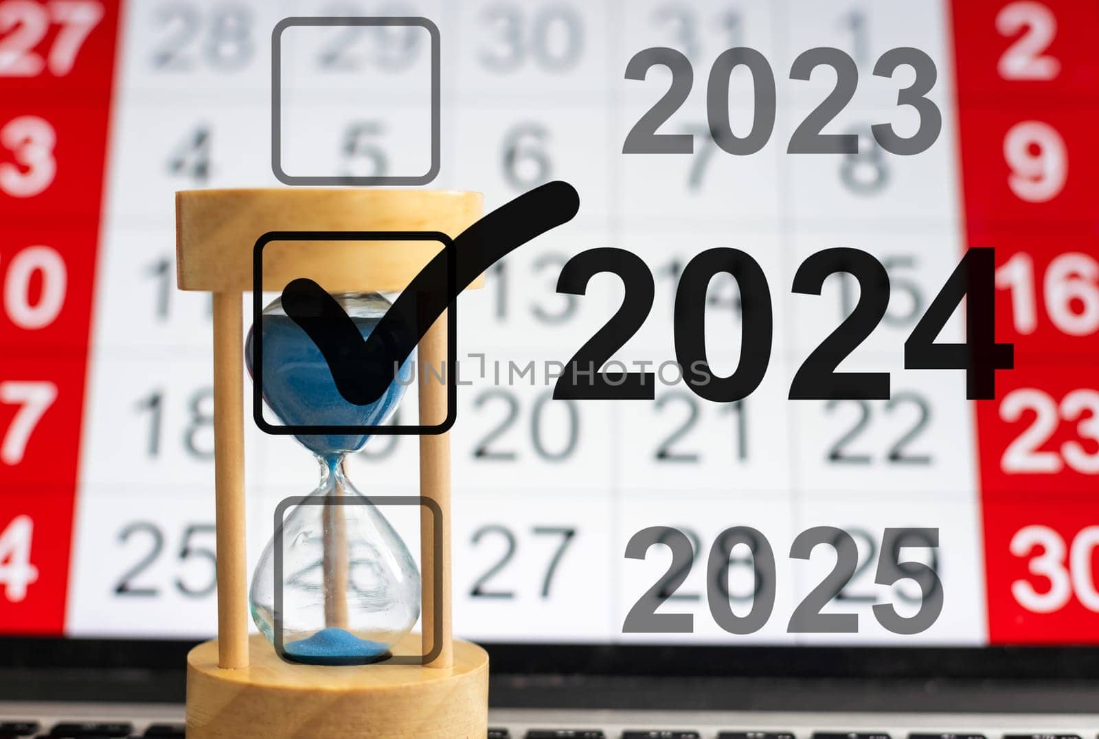 3D illustration, Year in review 2024. High quality photo