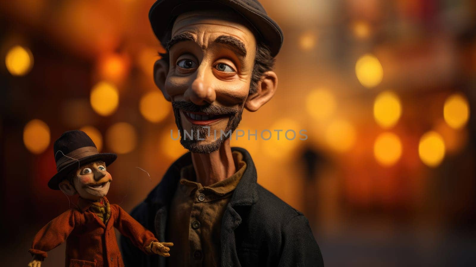 Puppet on a blurred theater background by natali_brill