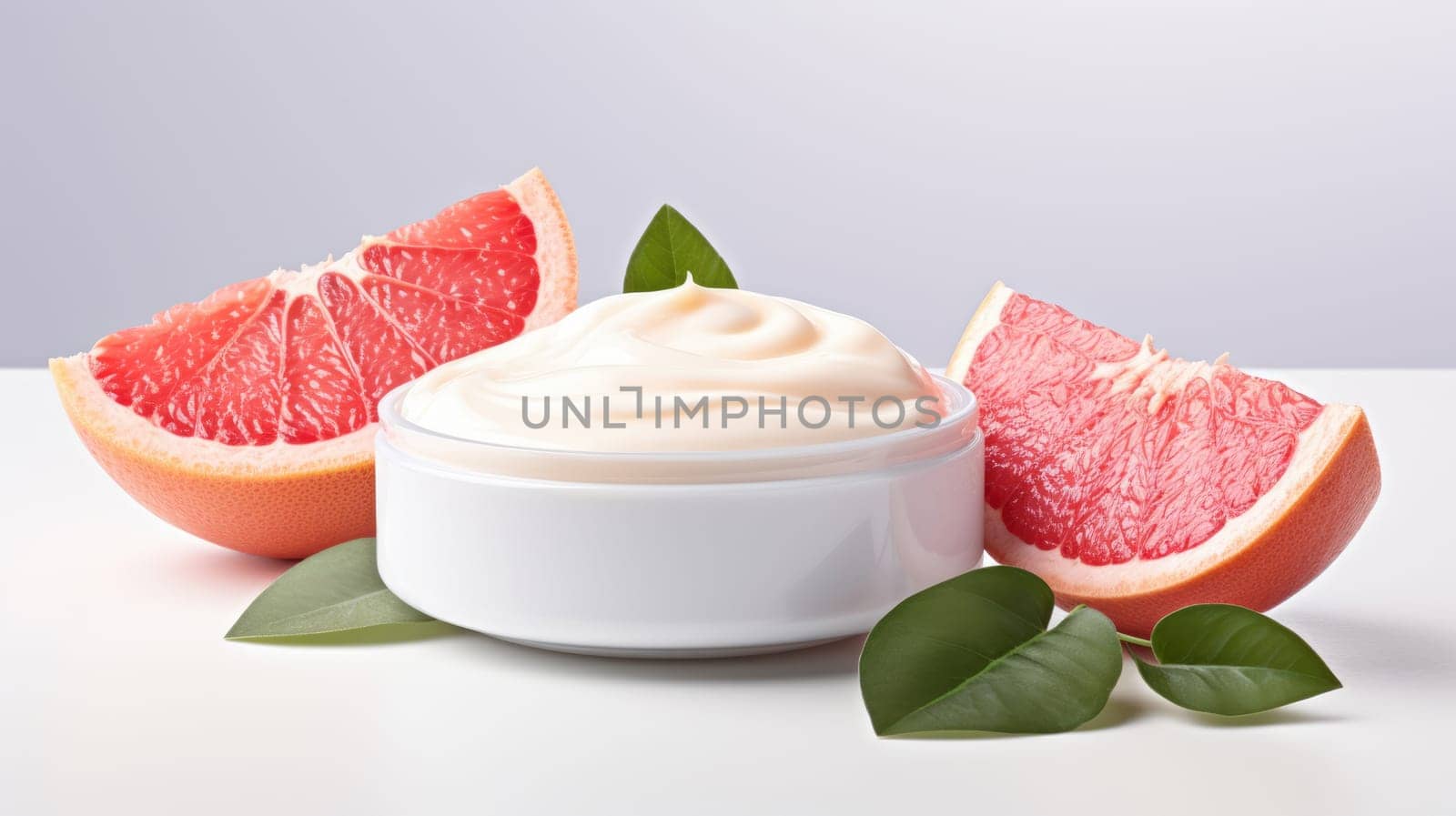 Cream with extract of Grapefruit on a light background AI