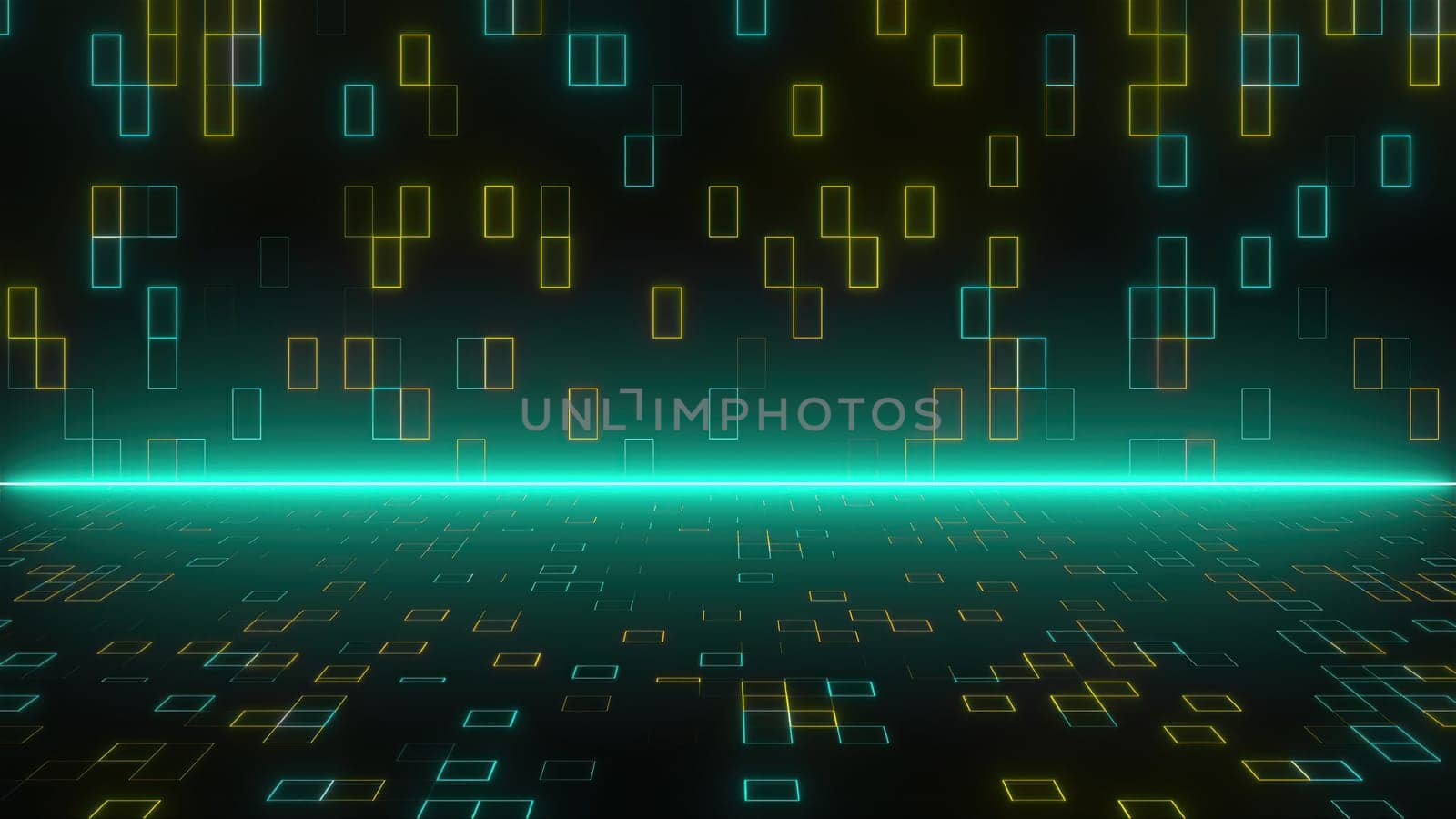 Abstract technology background with blocks. Computer generated 3d render