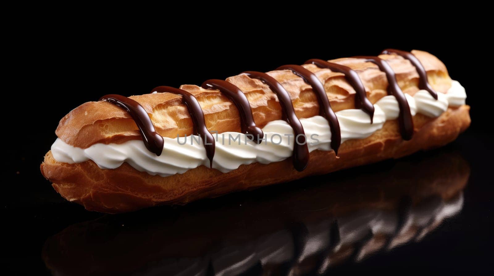 Traditional french eclairs filled with cream. Crispy eclair with cream by natali_brill