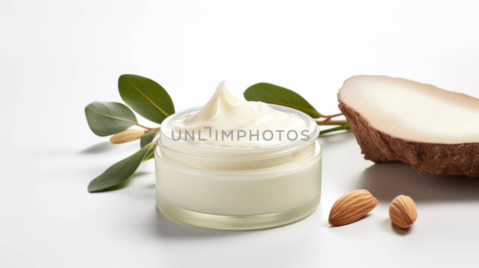 Concept of skin care cosmetics. Cream with extract of Shea butter by natali_brill