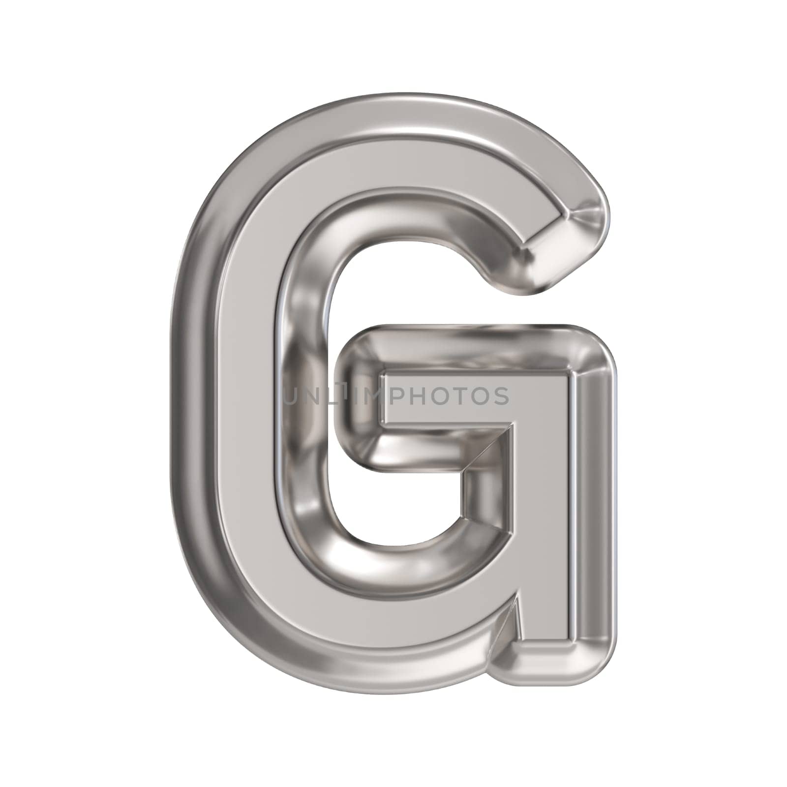 Steel font Letter G 3D rendering illustration isolated on white background