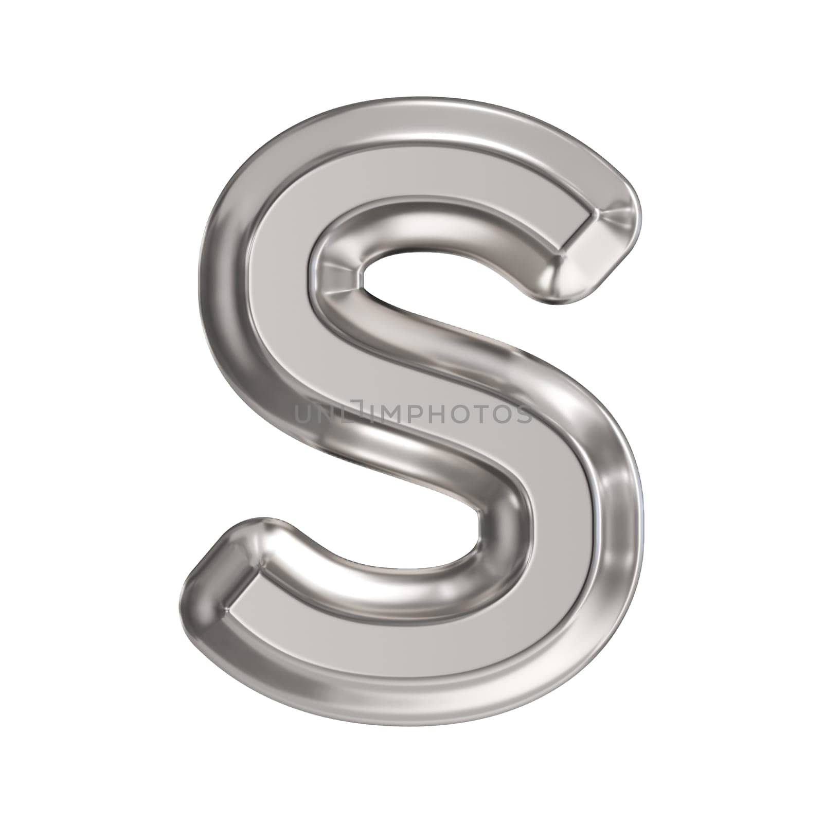 Steel font Letter S 3D rendering illustration isolated on white background