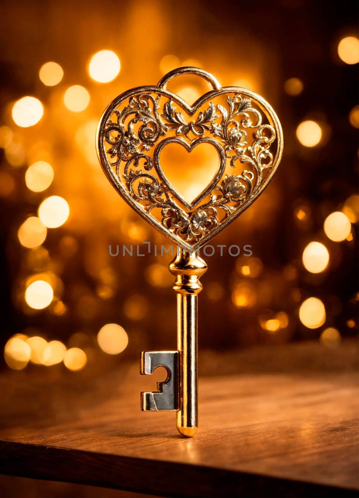 golden key on the table. Selective focus. by yanadjana