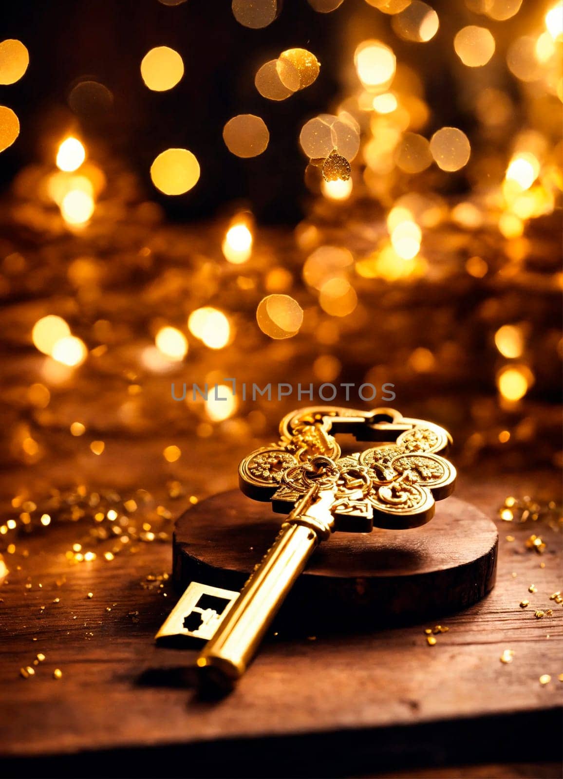 golden key on the table. Selective focus. by yanadjana