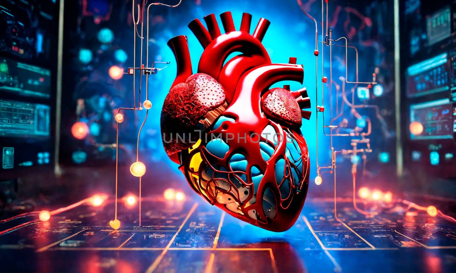 medical diagram of the human heart. Selective focus. people.