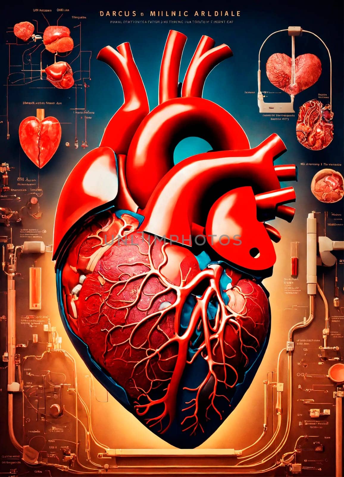 medical diagram of the human heart. Selective focus. people.