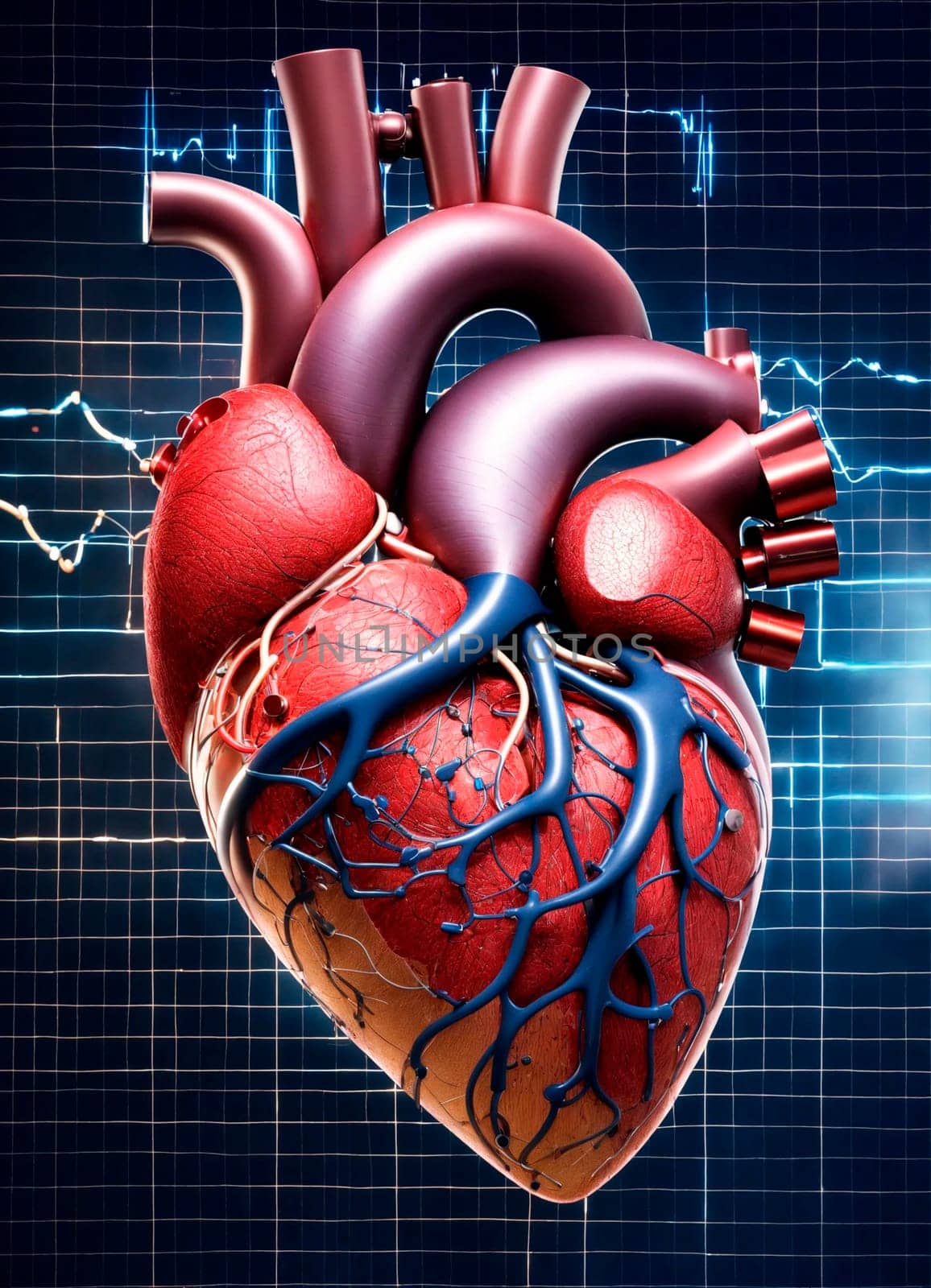 medical diagram of the human heart. Selective focus. people.