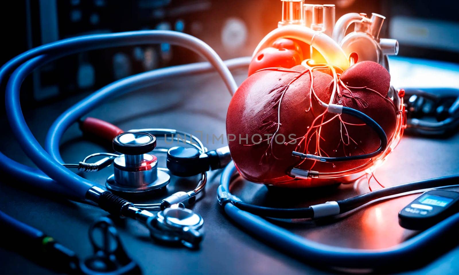 medical diagram of the human heart. Selective focus. people.