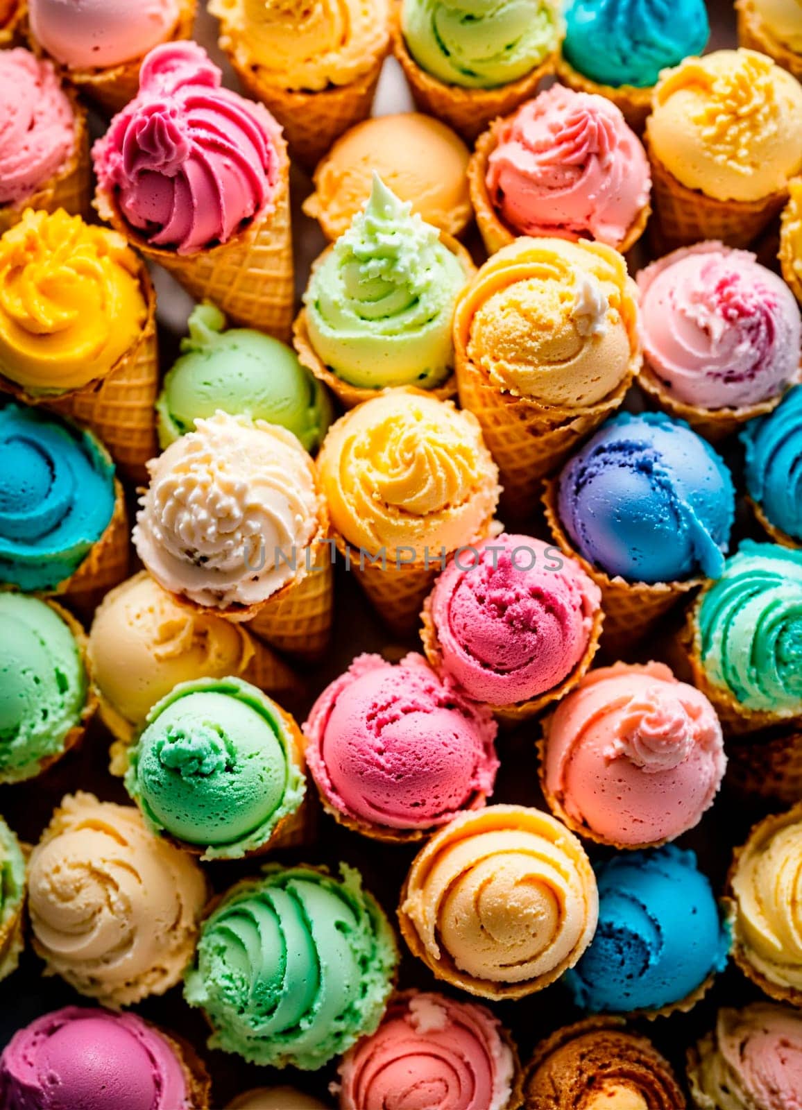 a lot of different colorful ice cream. Selective focus. by yanadjana