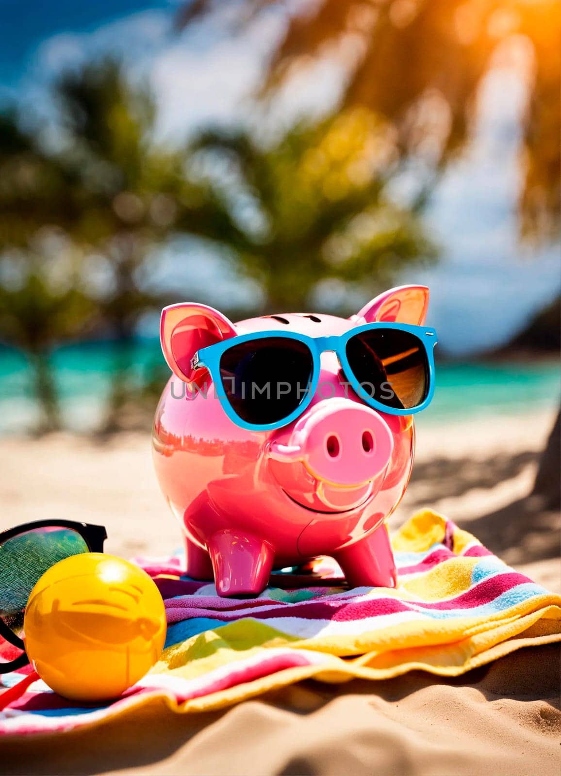 piggy bank on the beach. Selective focus. by yanadjana