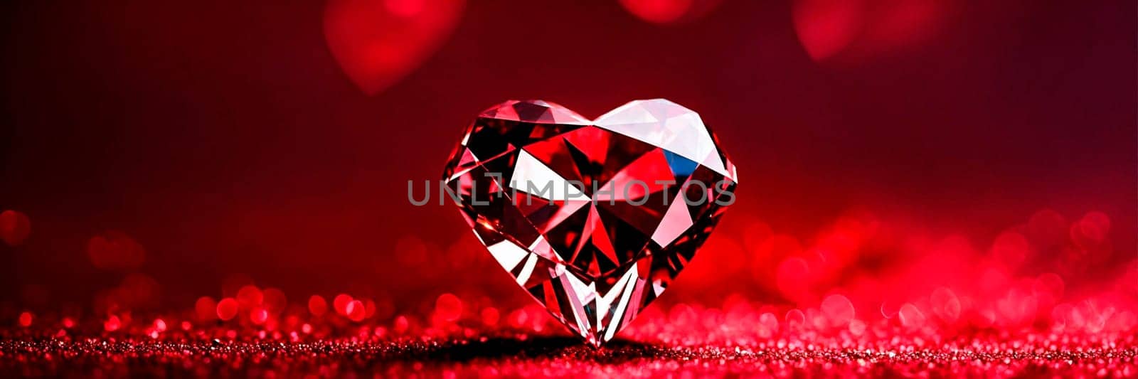 Ruby gemstone in the shape of a heart. Selective focus. by yanadjana