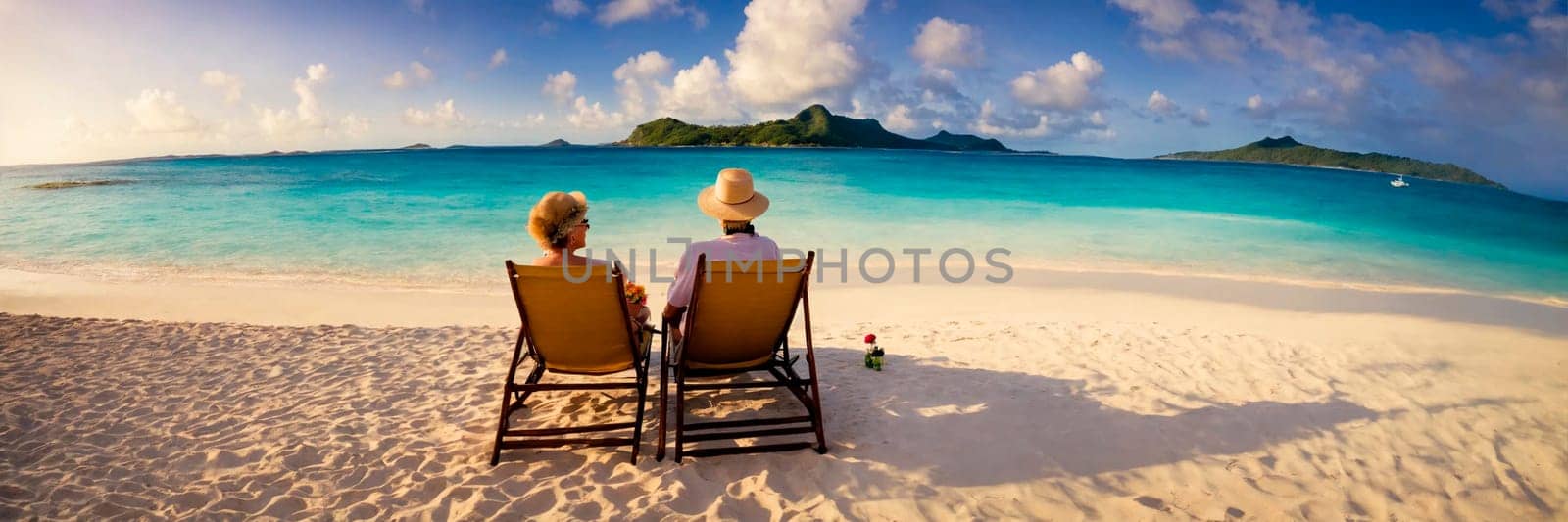 An elderly couple is relaxing at the seaside. Selective focus. nature.