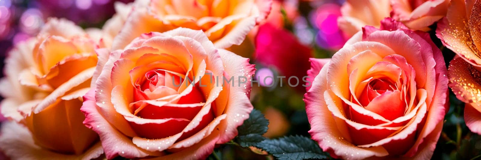 glowing beautiful rose on a shining background. Selective focus. nature.