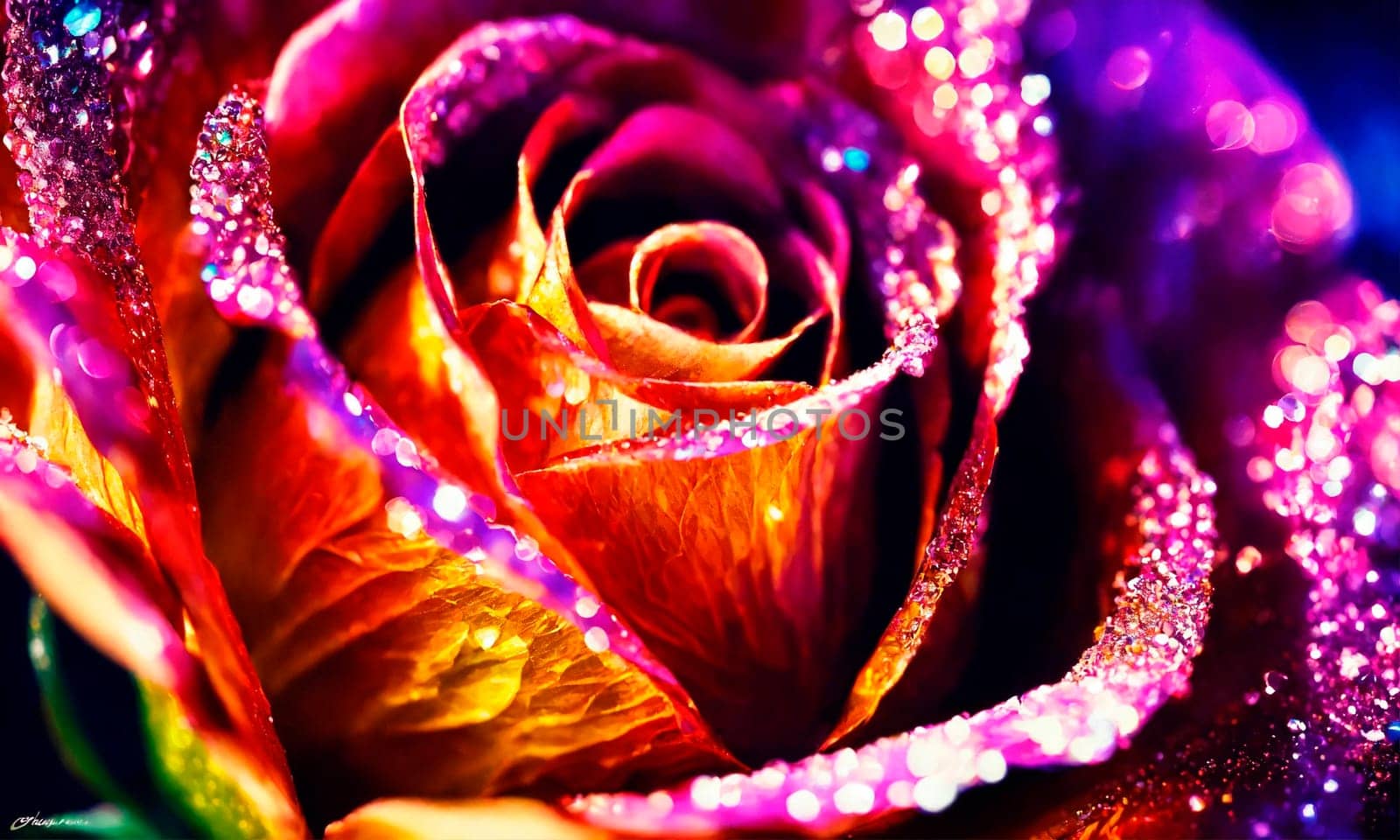 glowing beautiful rose on a shining background. Selective focus. by yanadjana