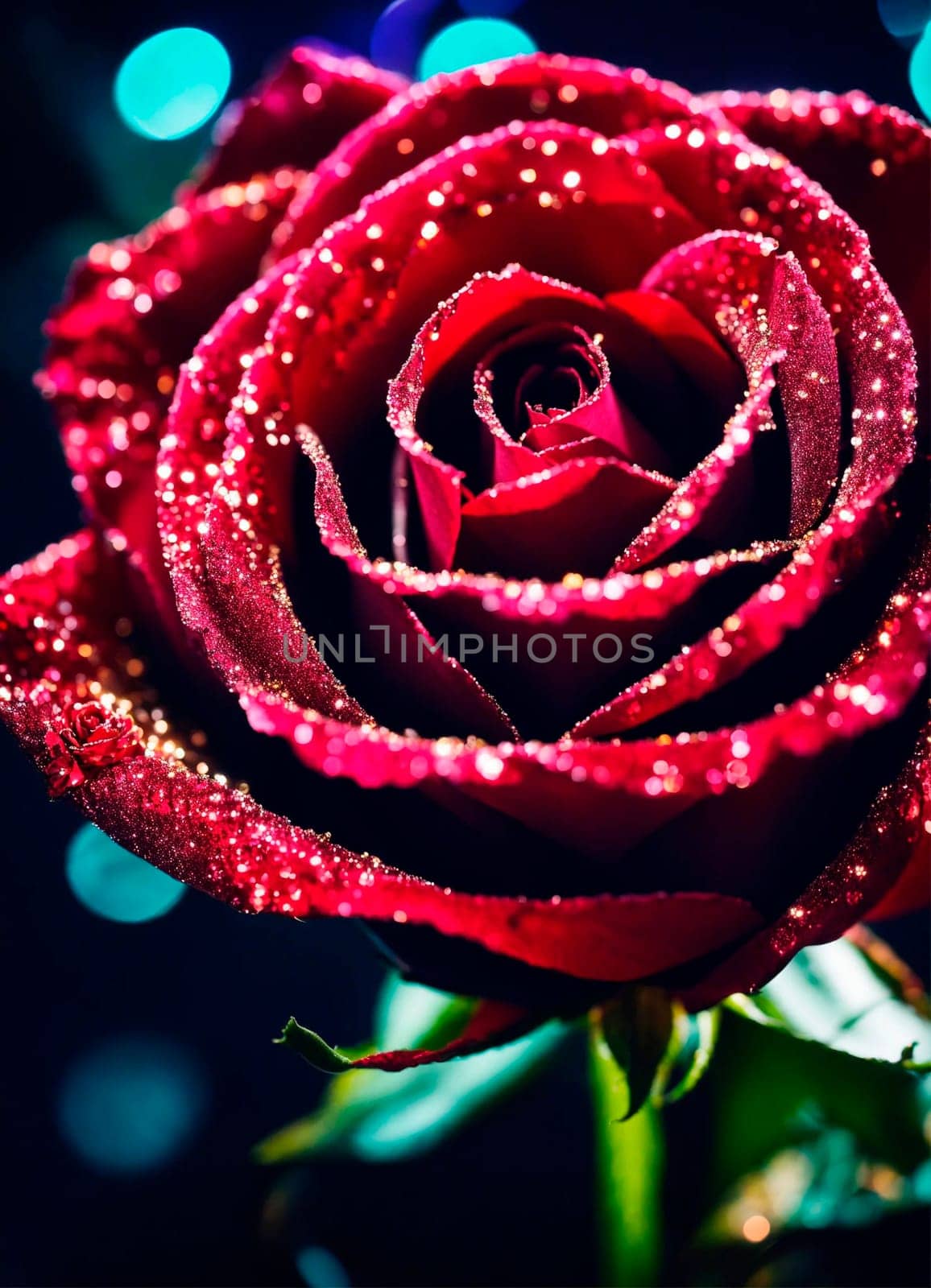 glowing beautiful rose on a shining background. Selective focus. by yanadjana