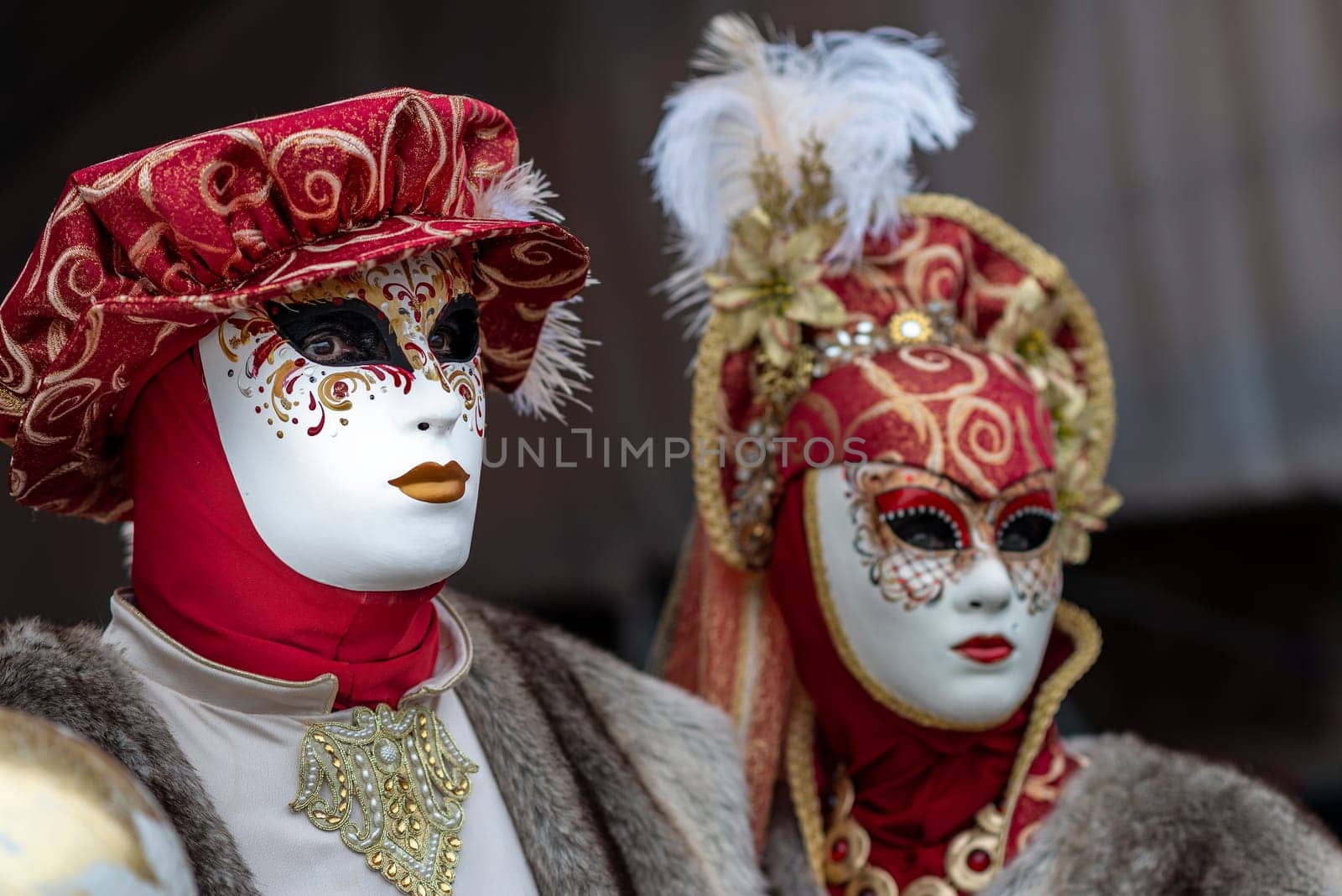 VENICE, ITALY - Febrary 7 2023: The masks of the Venice carnival 2024